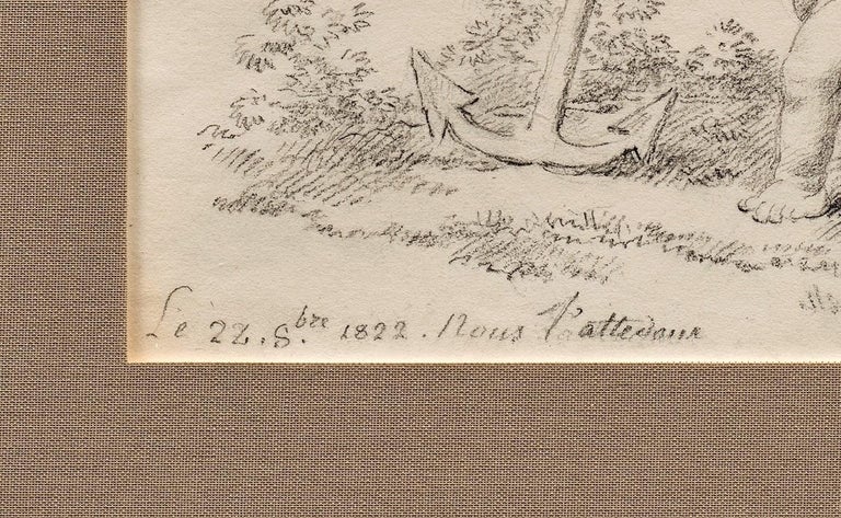 Drawing of Putti with Anchor by Jean-Jacques le Barbier l'Ainé (1738-1826) - Brown Portrait by Jean Jacques Francois Le Barbier