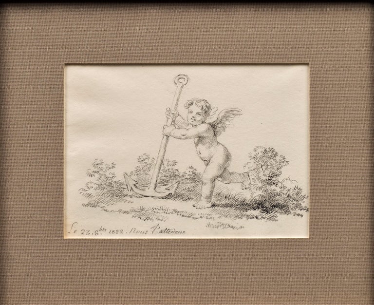 Drawing of Putti with Anchor by Jean-Jacques le Barbier l'Ainé (1738-1826) - Art by Jean Jacques Francois Le Barbier