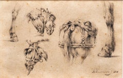 Antikes Pferd „Heads, Hooves, Rump 1838“ Wouterus Verschuur (Dutch, 1812-1874)