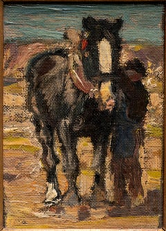 "Pferd vom Landwirt angeschirrt"