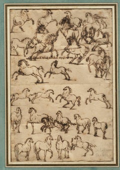 Études de chevaux Sébastien Leclerc (français 1637-1714)