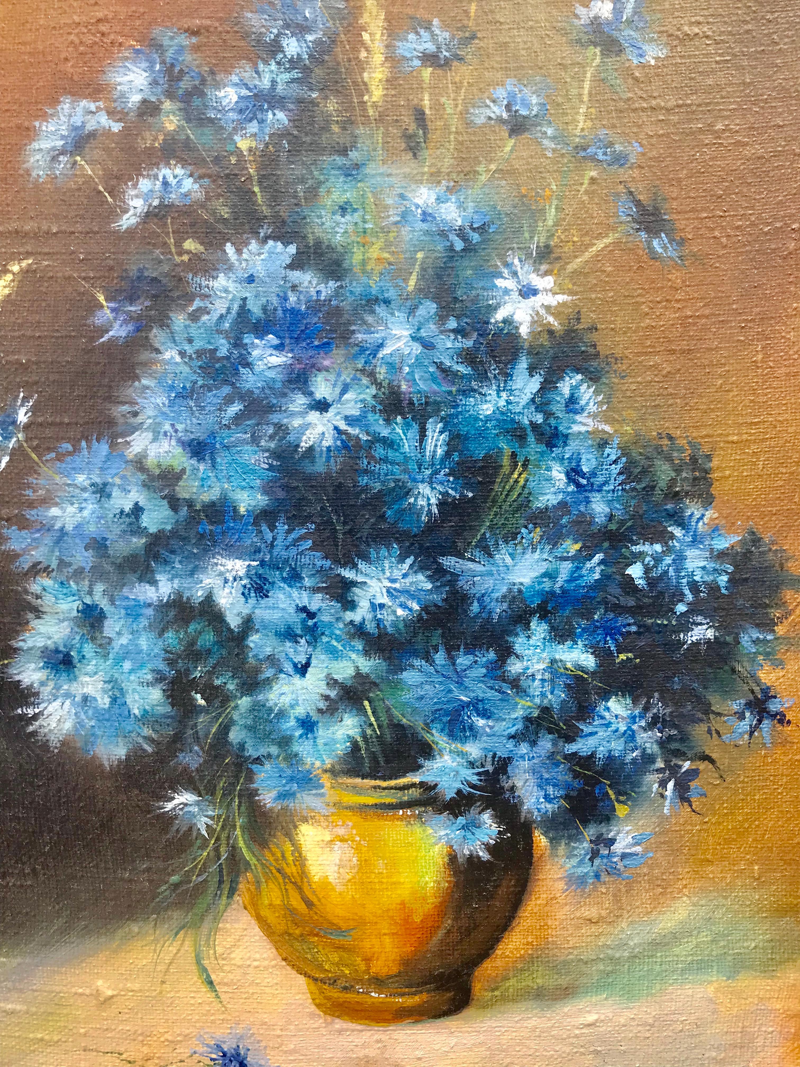 Blaue Gänseblümchen – Painting von Zaklad Stolarski