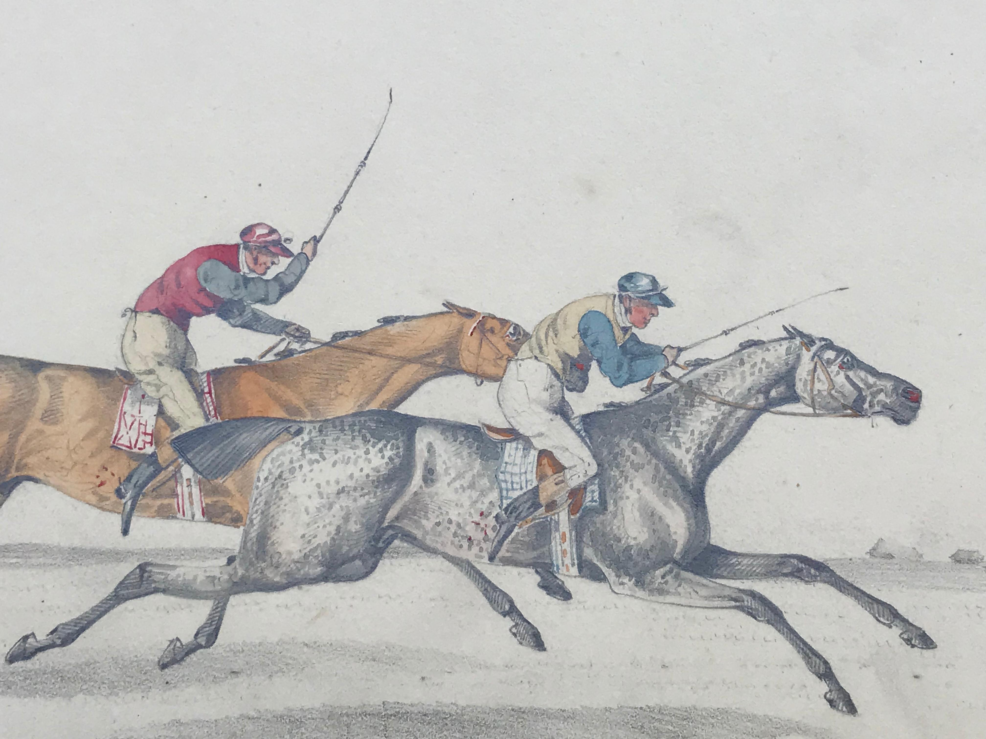 The Race - Gris Figurative Art par Henry Alken