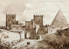 "Vista de la Pirámide Cestius, Roma"