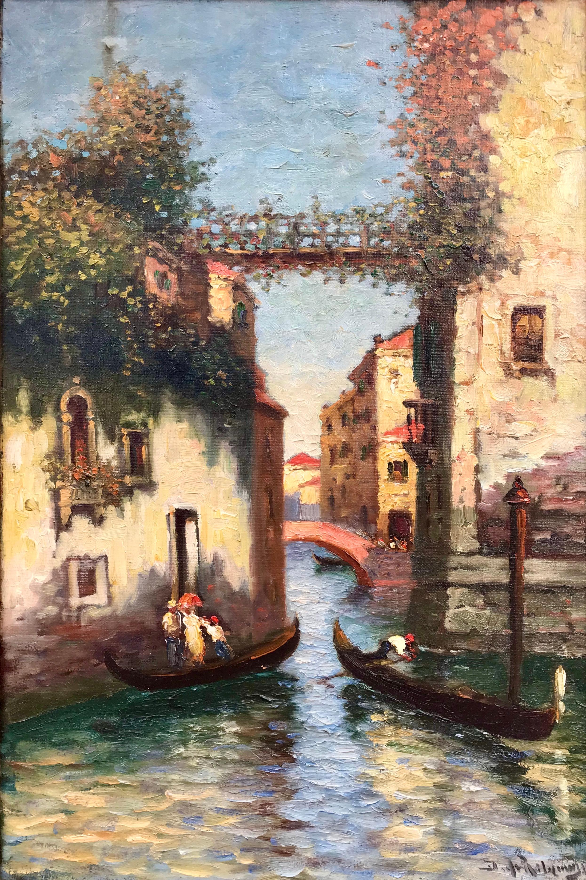 Richard Dey DeRibcowsky Landscape Painting - “Venice Gondolas”