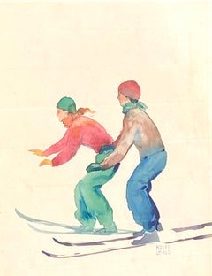 Vintage “Down Hill Skiers”