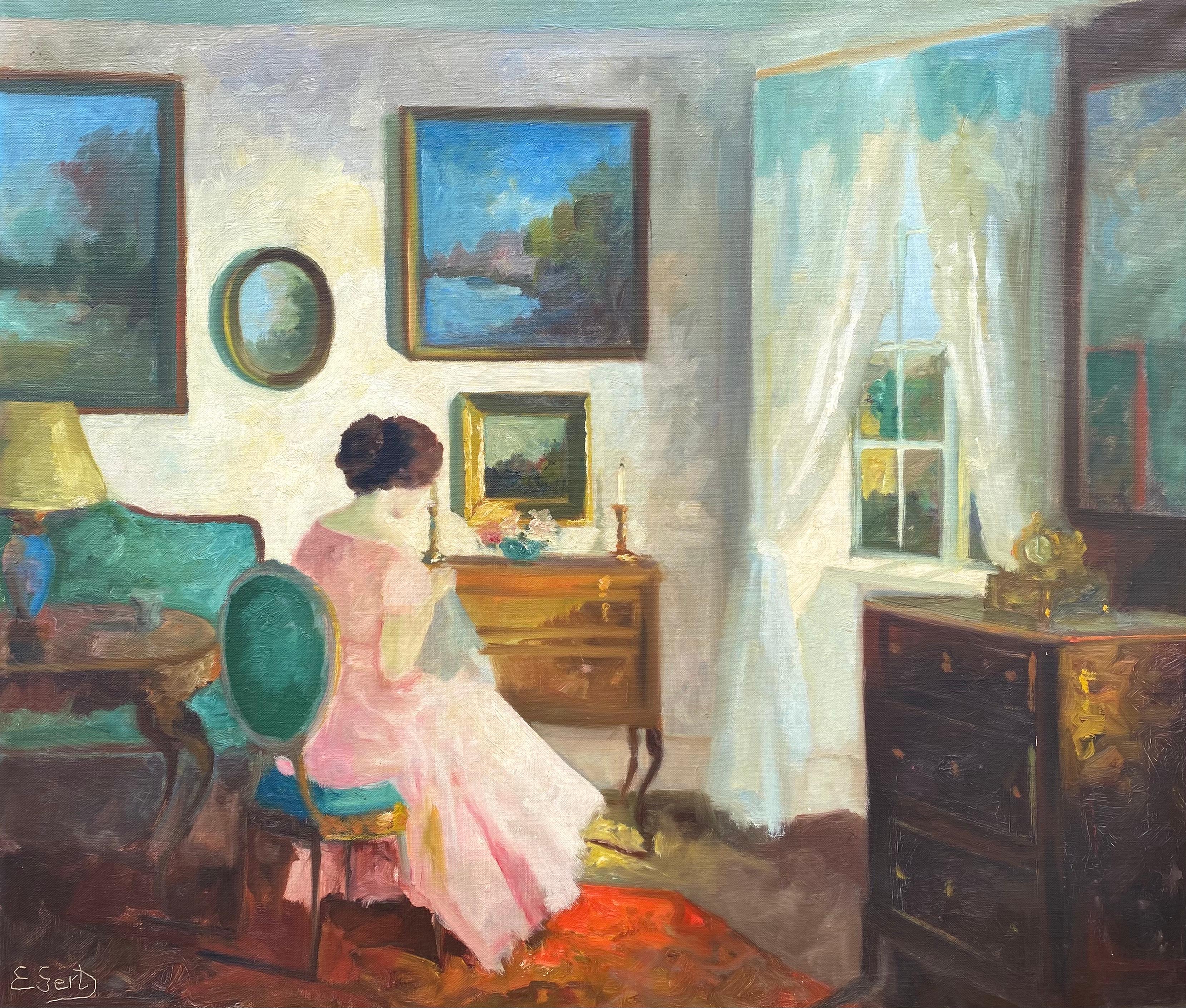 Edith Girt Interior Painting - “Woman Knitting”