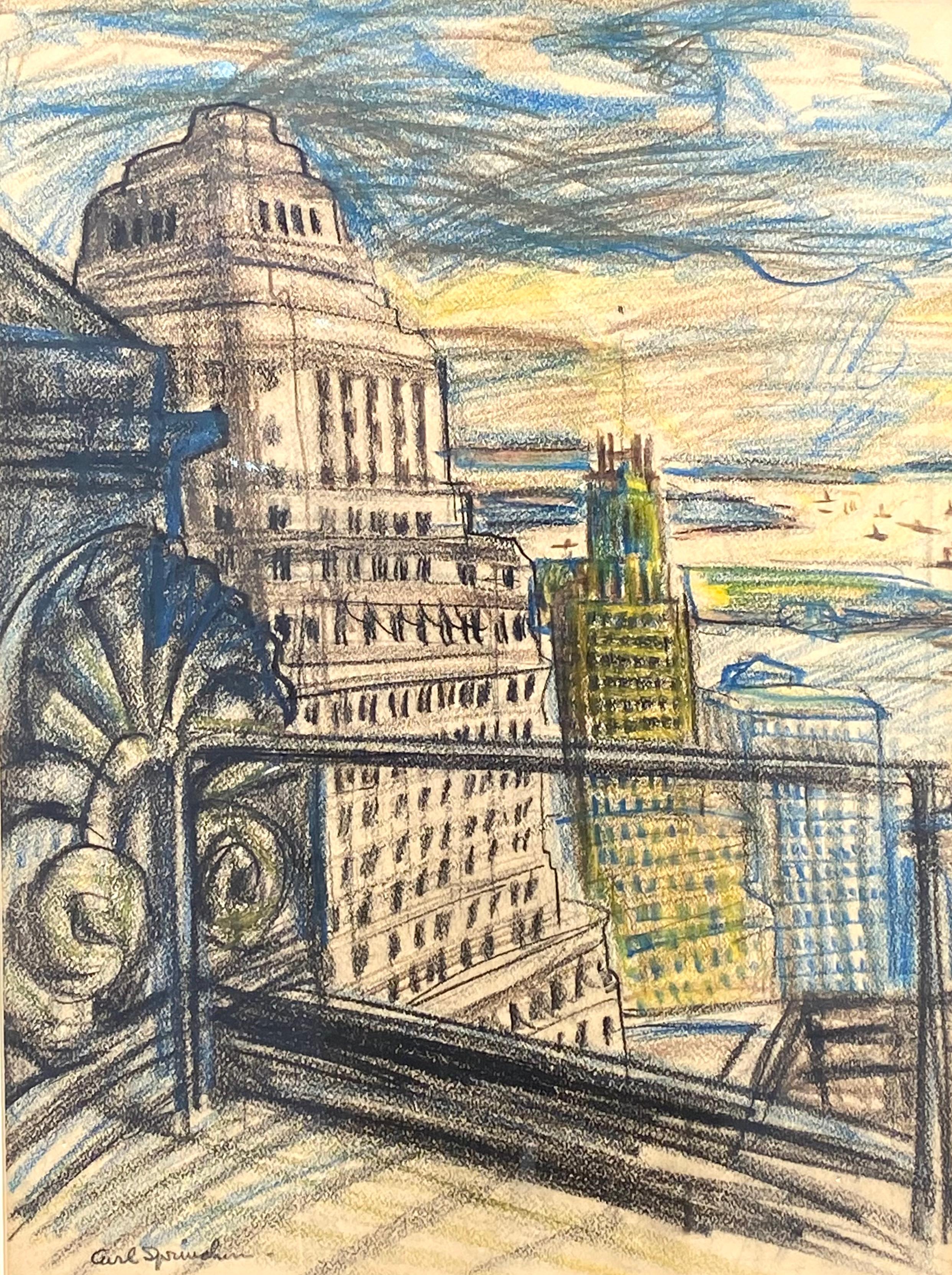 "Vista sul tetto, porto di New York"