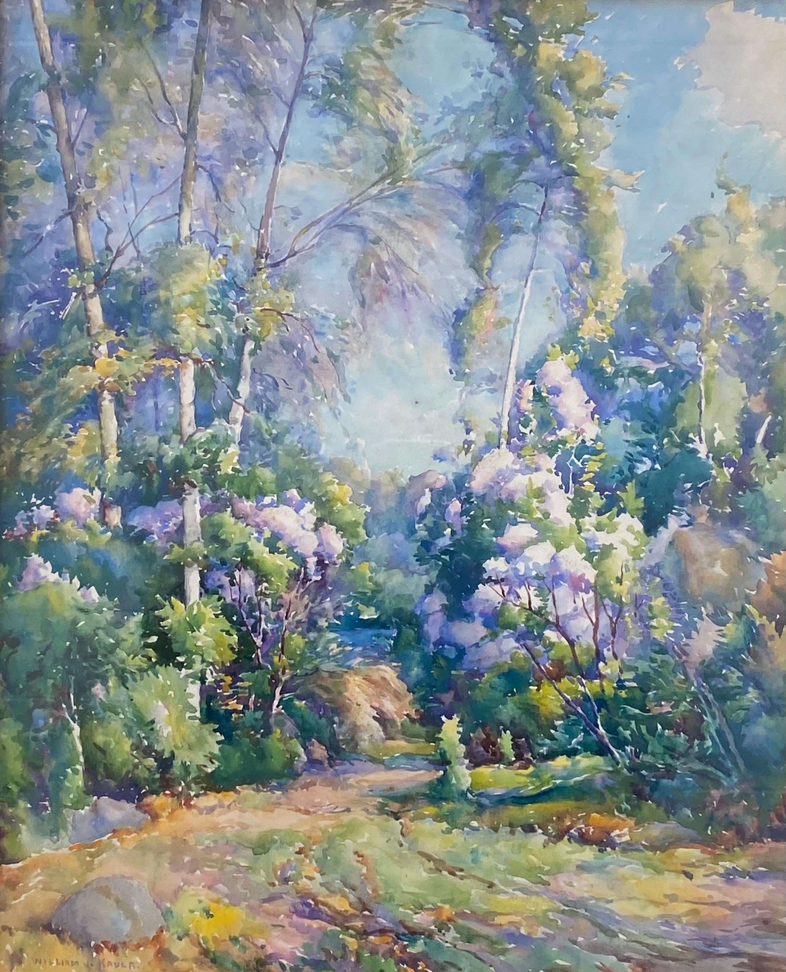 Gran ejemplo de la excelencia artística de William J. Kayla y su dominio de la acuarela. Alrededor de 1925. Firmado abajo a la izquierda. El estado es muy bueno. Bellamente enmarcado en un marco contemporáneo de pan de oro al estilo de la época de