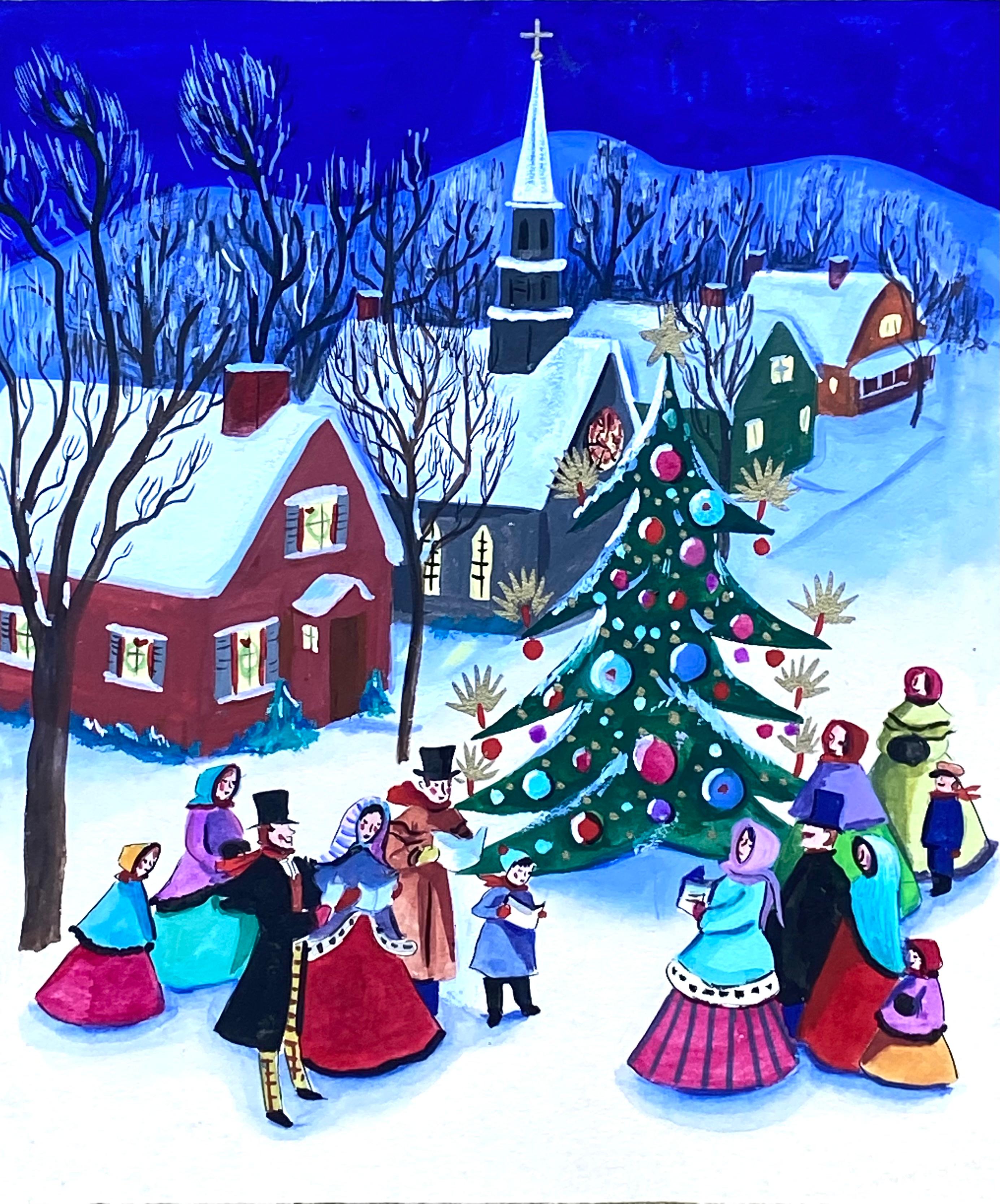 Unknown Figurative Art - “Christmas Caroling”