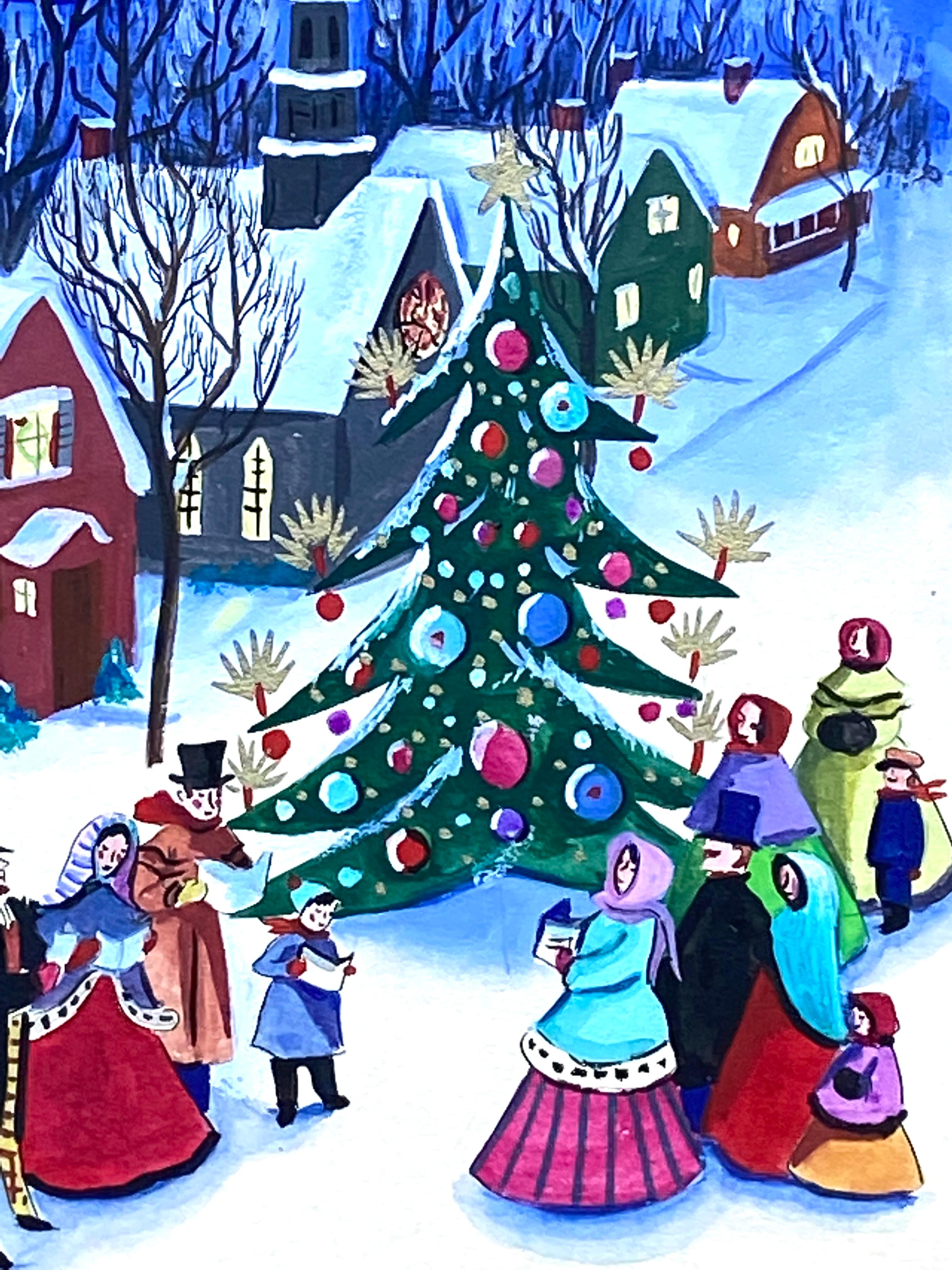 christmas caroling painting