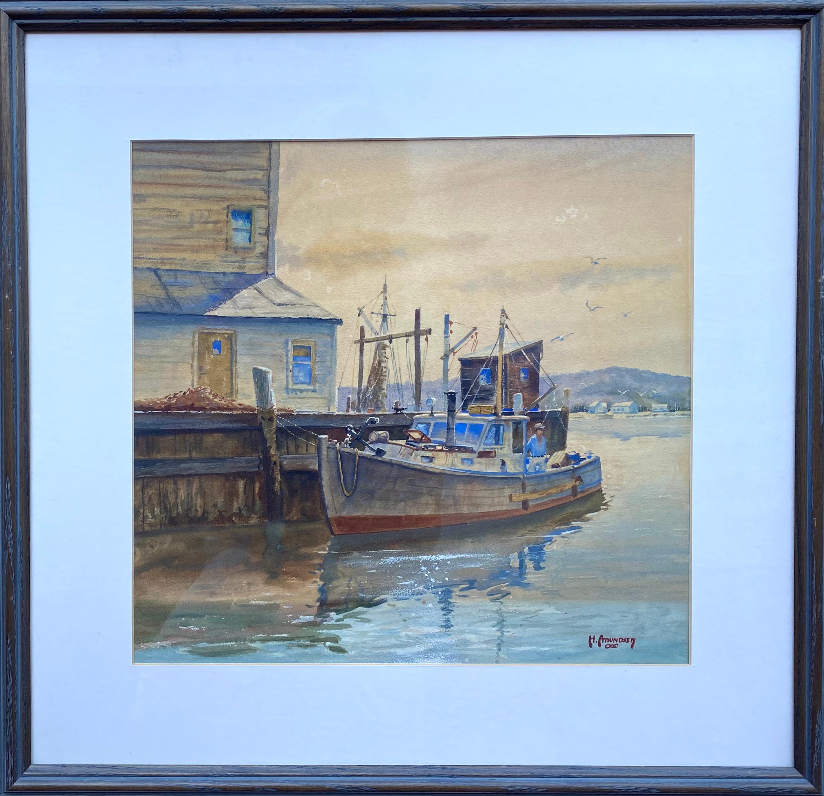 “The Old Bay Boat, Greenport, Long Island” - Art by C. Hjalmar Amundsen