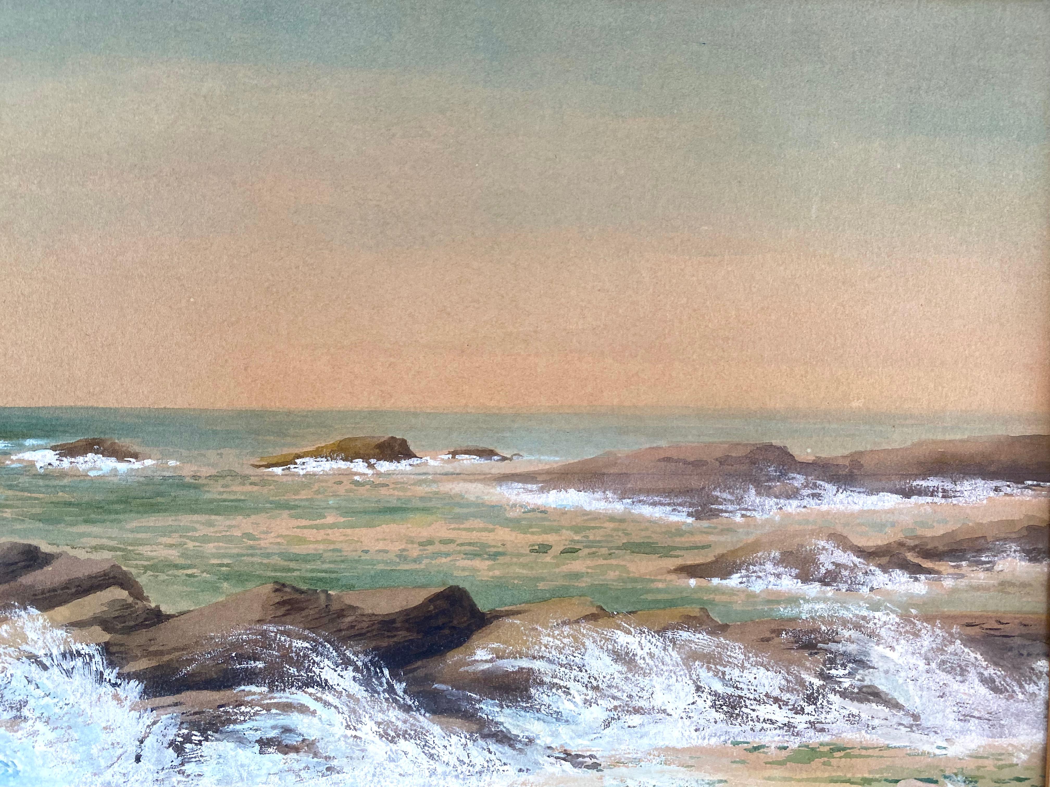 Wellen entlang der Felsenküste (Akademisch), Art, von Edmund Darch Lewis