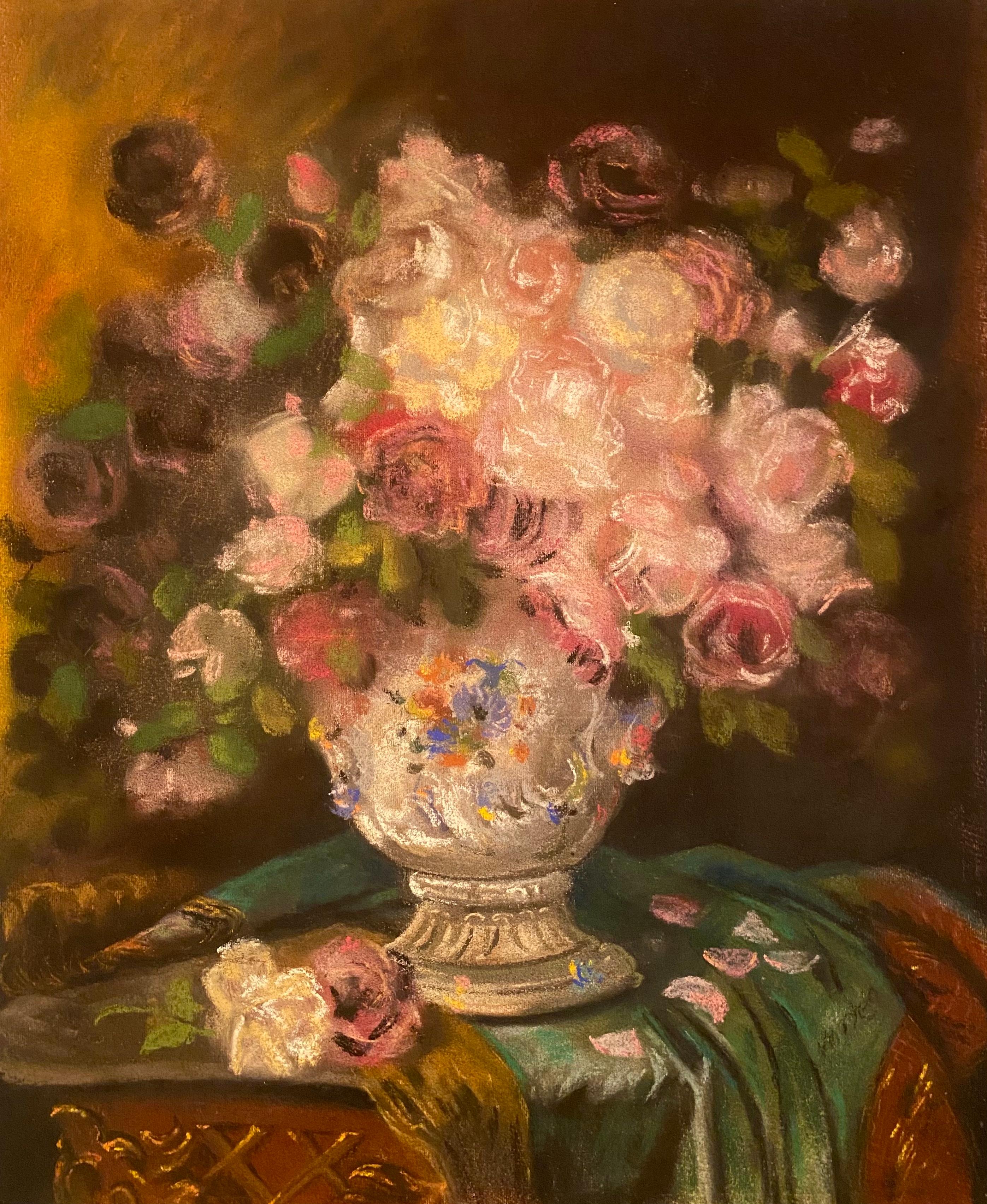 Roses in einer Porzellanvase im Angebot 1