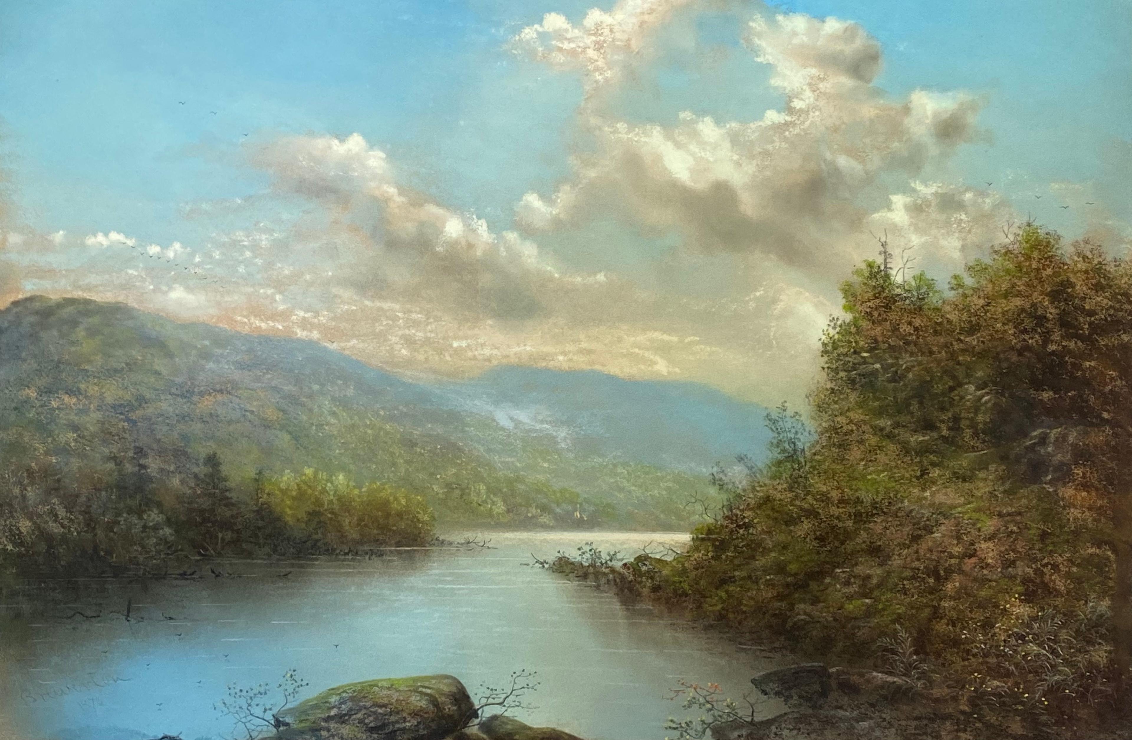 George Douglas Brewerton Landscape Art – Halterungsschrank Shasta, Kalifornien