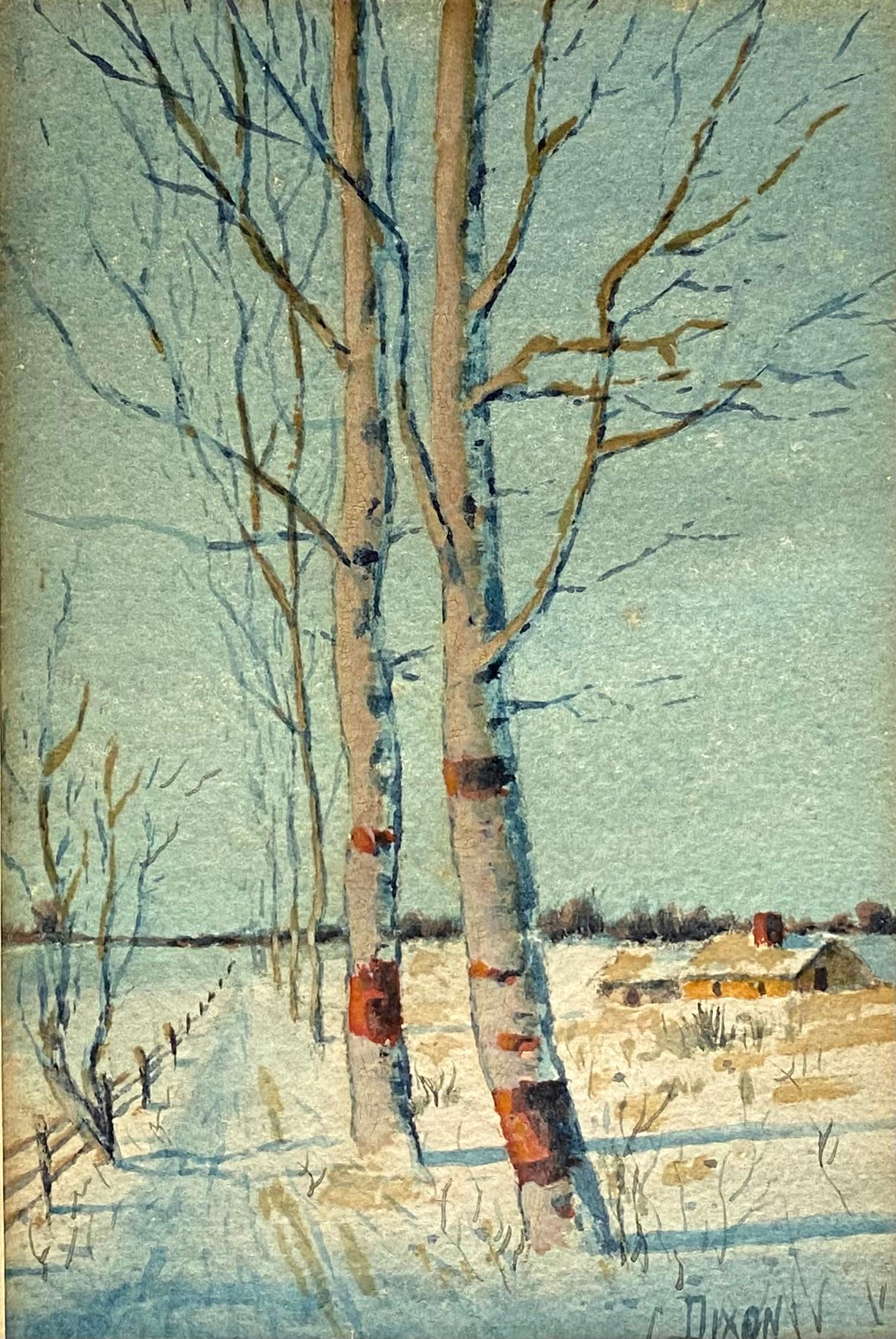 “Birches in Winter” - Post-Impressionist Art by Francis Stillwell Dixon