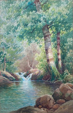 “Waterfall with Birches”