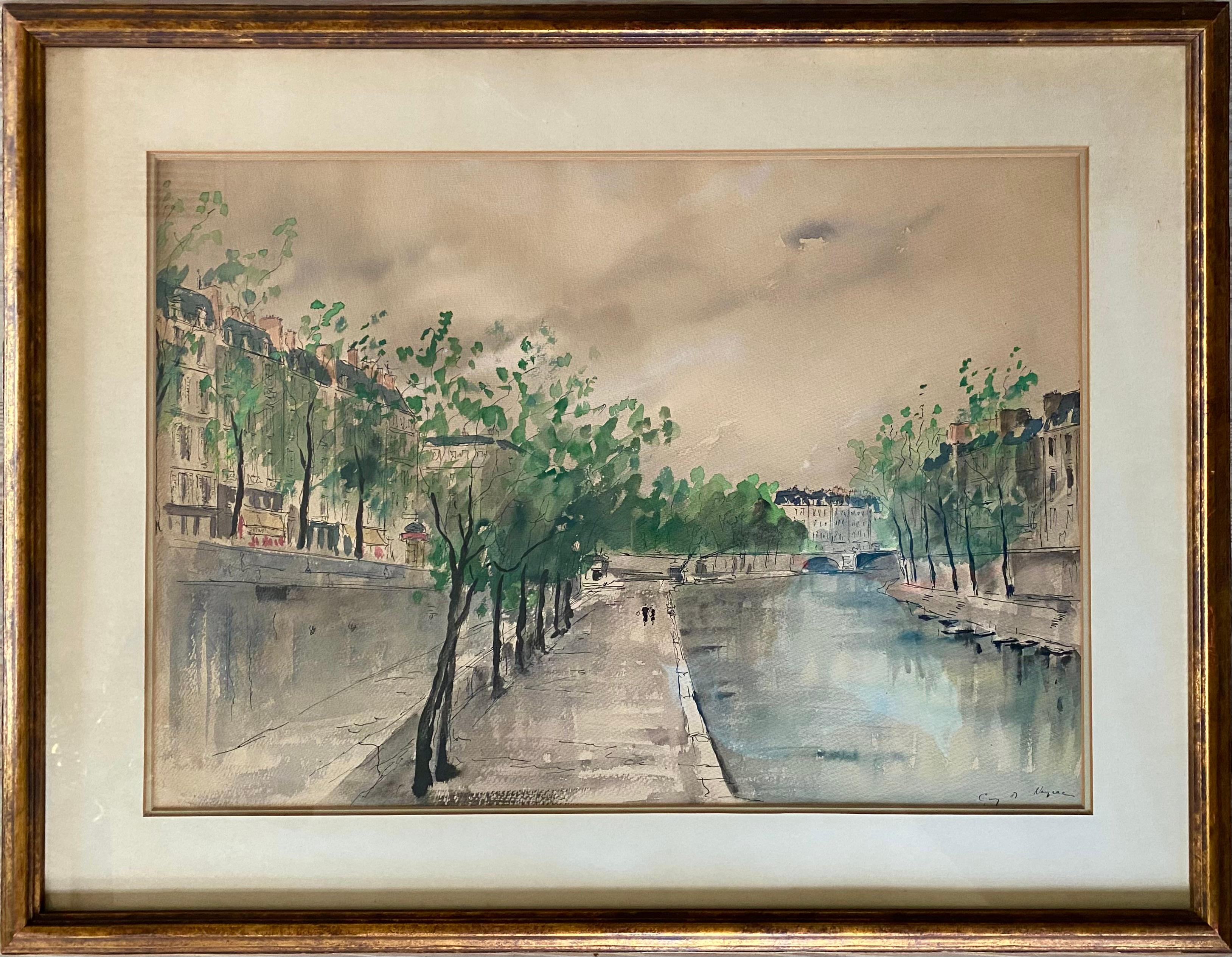 “Strolling along the Seine, Paris” - Art by Guy de Neyrac