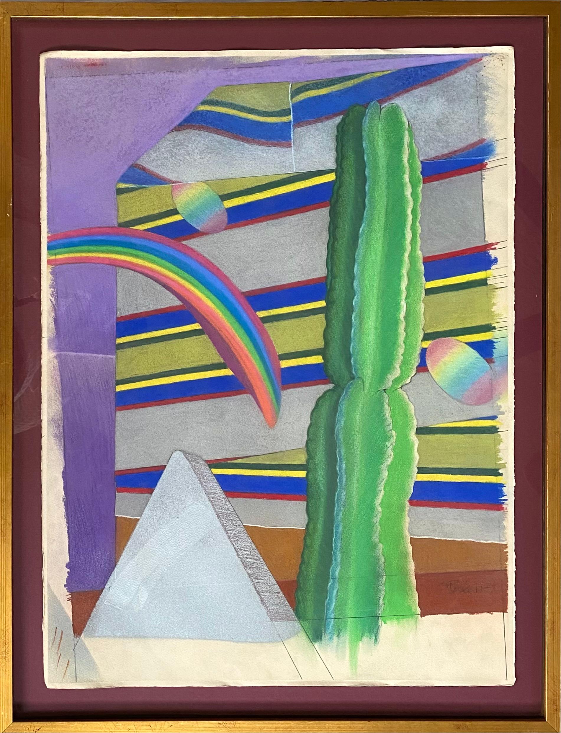 Cactus, Pyramide und Regenbogen – Art von Tom Rickers