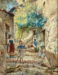 Antique “Mending the Clothes”