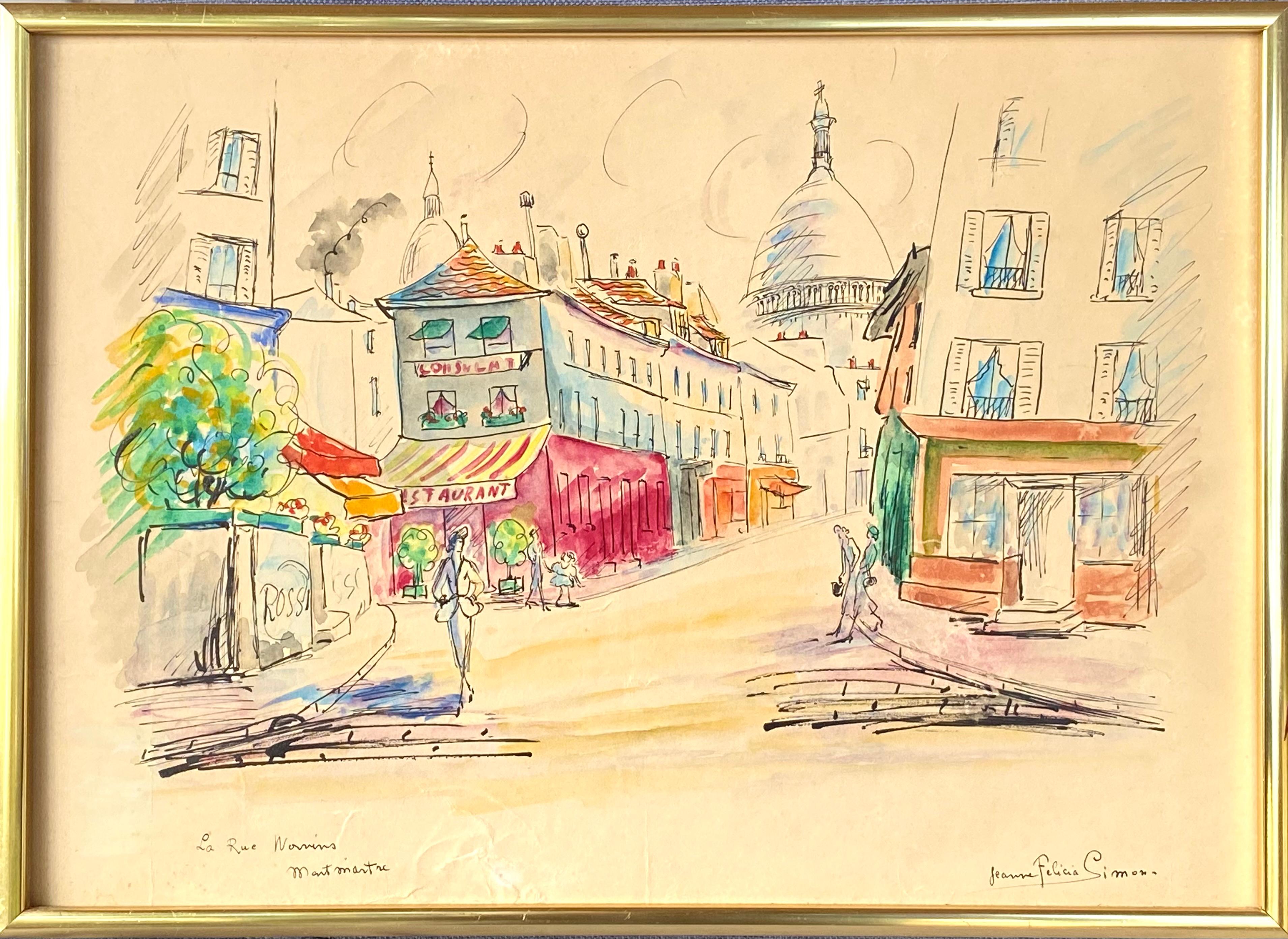 Rue Norvins, Montmartre, Rue Norvins – Art von Jeanne Felicia Simon