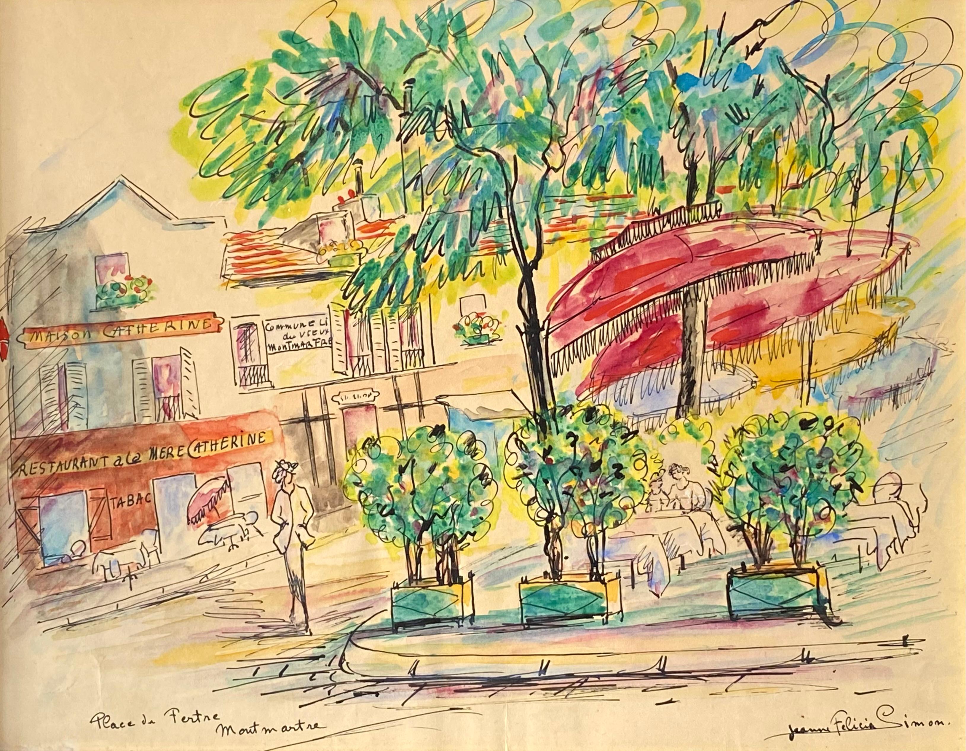 Jeanne Felicia Simon Landscape Art – Place du Tertre