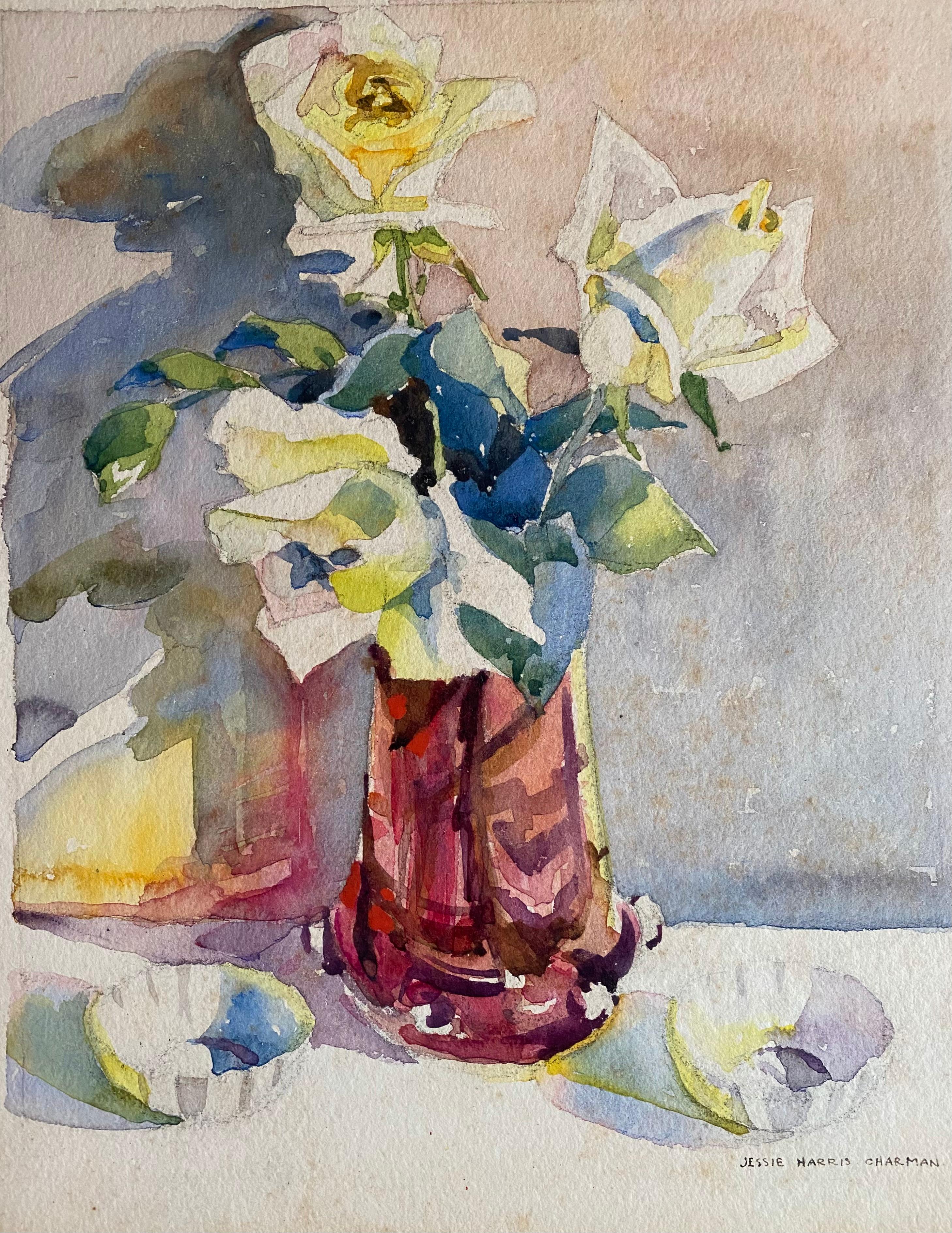 Still-Life de Jessie Bone Charman - "Naturaleza muerta con rosas blancas"