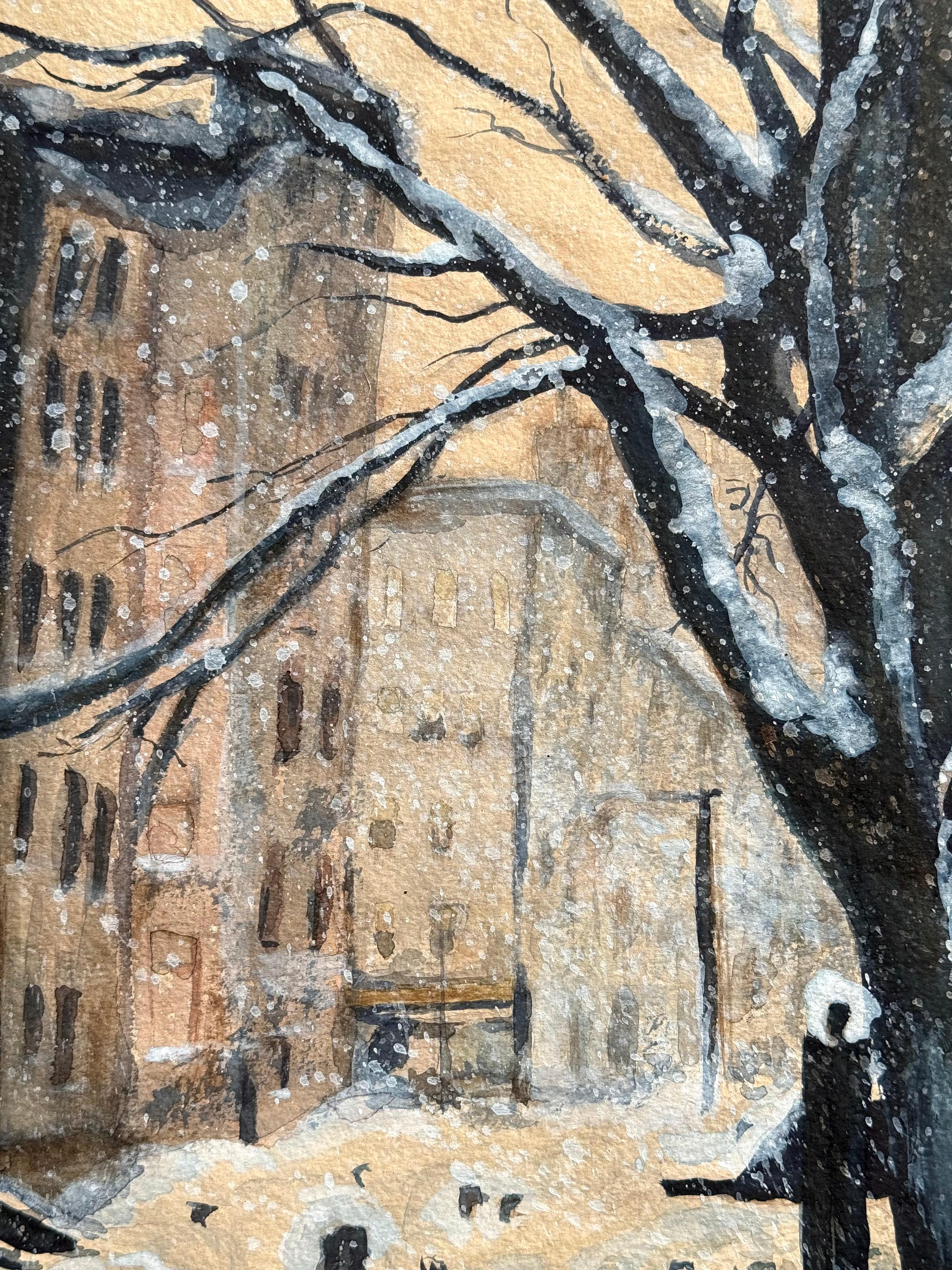 “City Snow” - Gray Landscape Art by Hans Peter Nelson