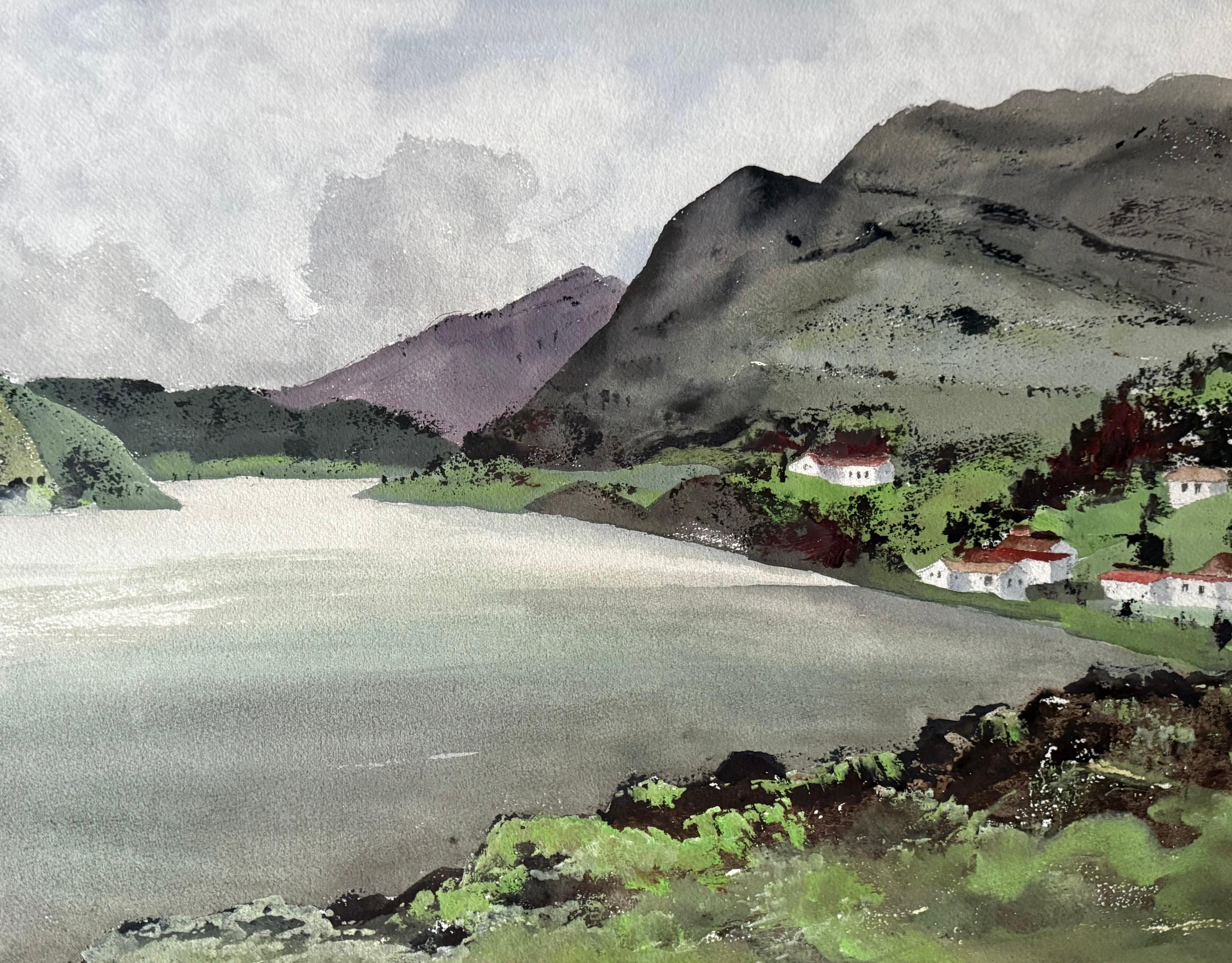 Near Westport, Ireland” - Gray Landscape Art by Adolf Arthur Dehn