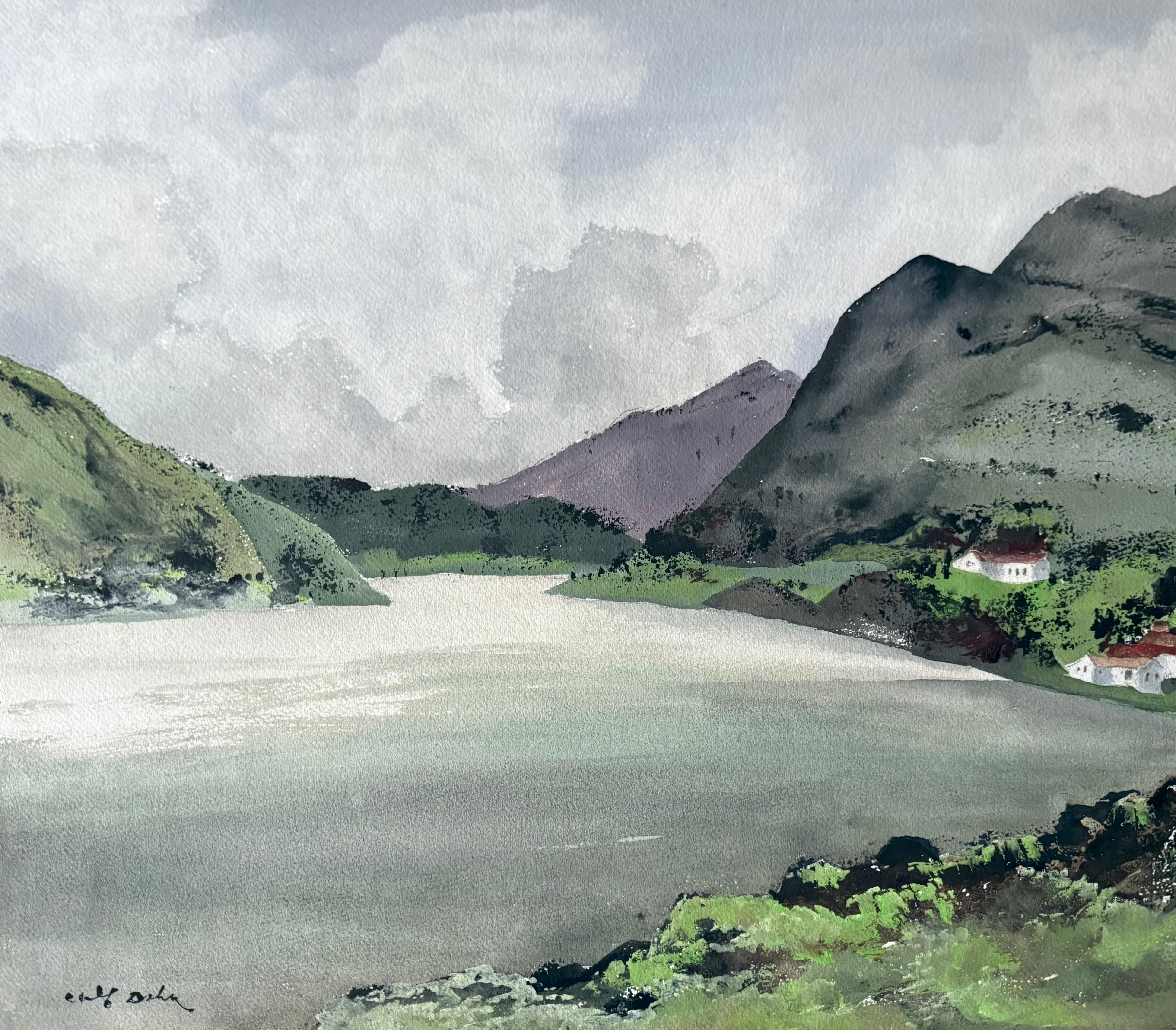 
Original watercolor on archival paper of a location near Westport, Ireland, most likely Clew Bay by the very well known American artist, Adolf Arthur Dehn.  Signed by the artist lower left. Condition is excellent. Titled and dated verso, “Near
