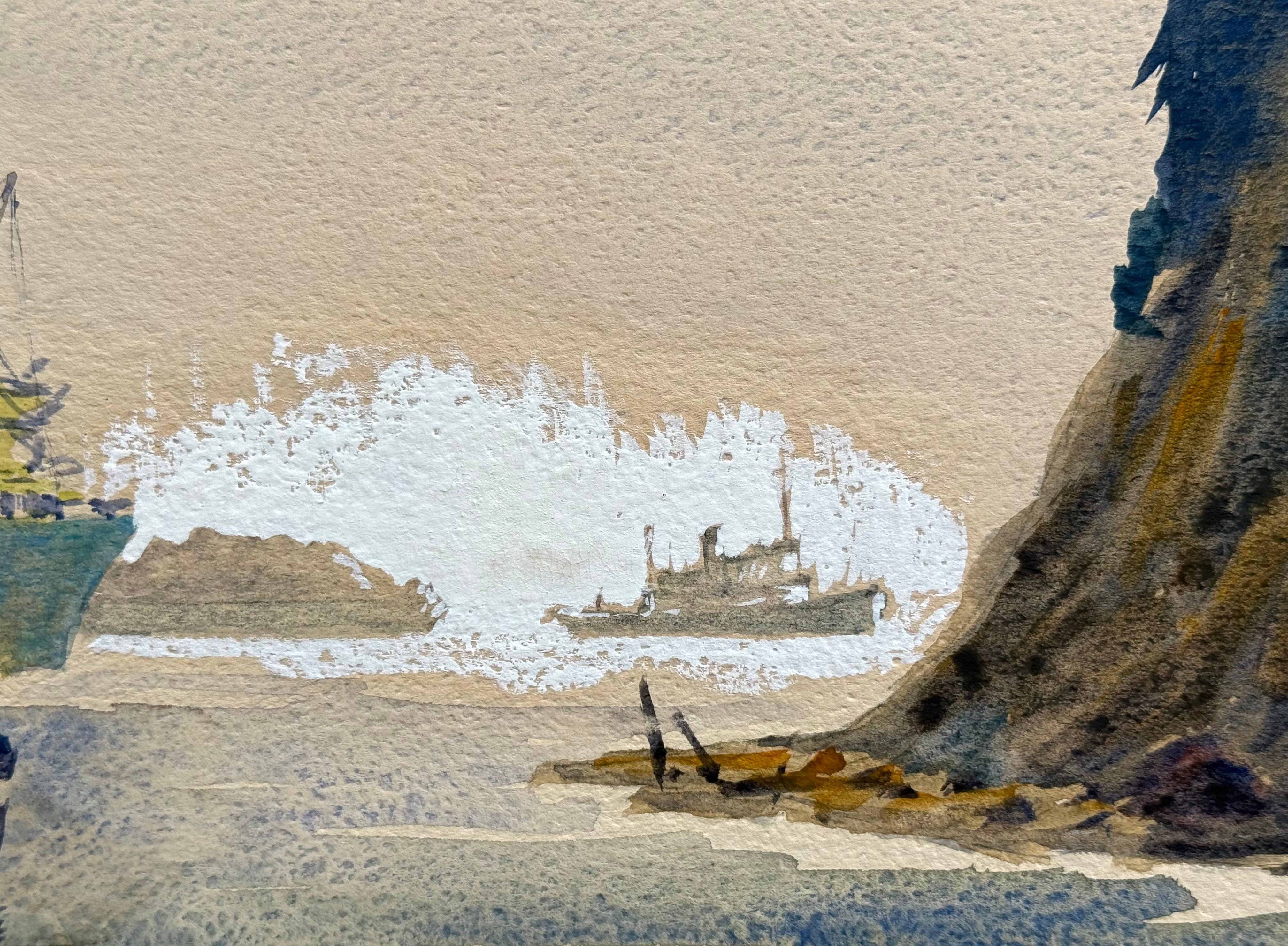Schmaler Kanal (Beige), Landscape Art, von Robert Dexter Coe