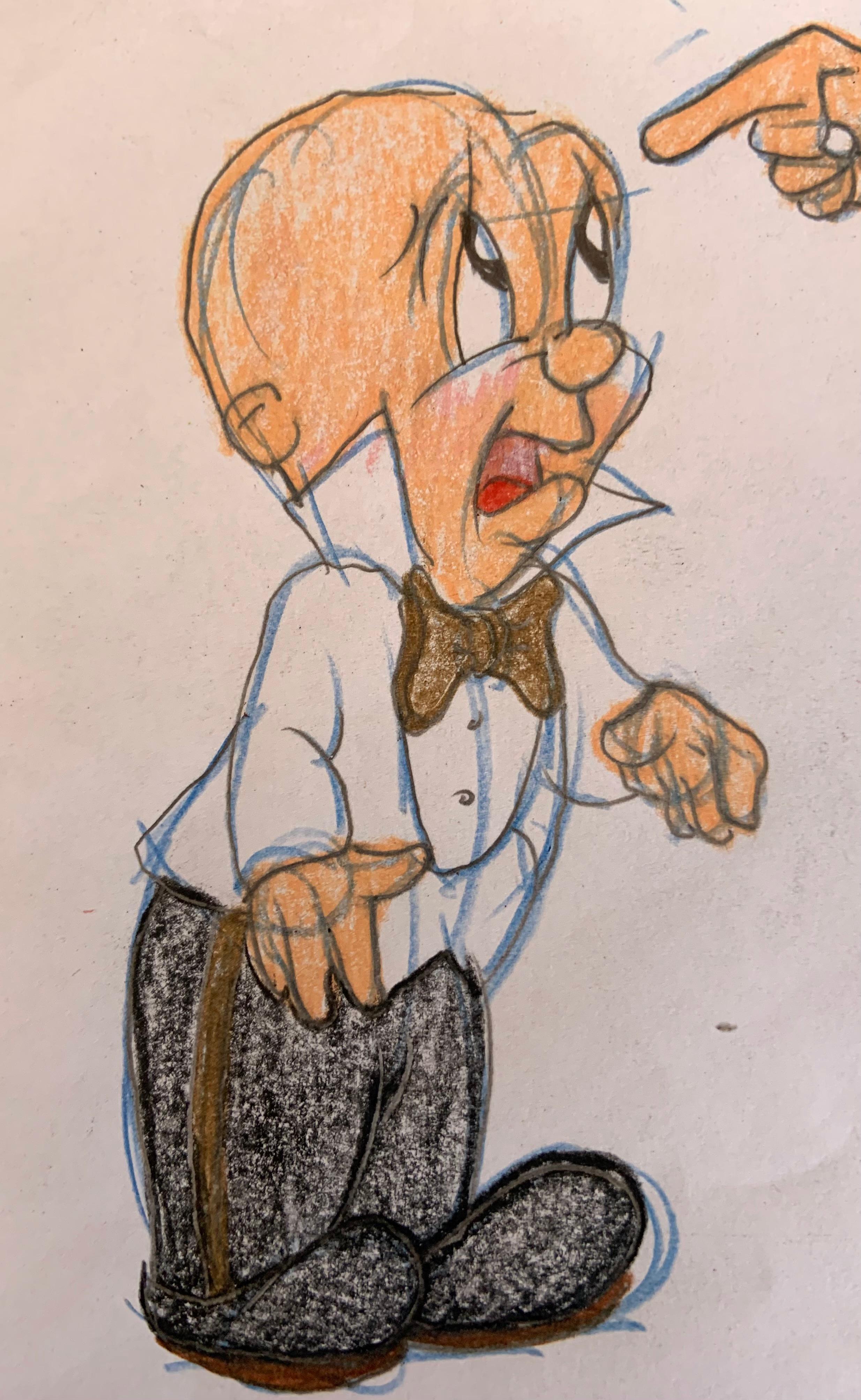 Se trata de un dibujo original de Virgil Ross en el que aparecen Bugs Bunny, Humphrey Bogart y Elmer Fudd, inspirado en el dibujo animado de 1947 