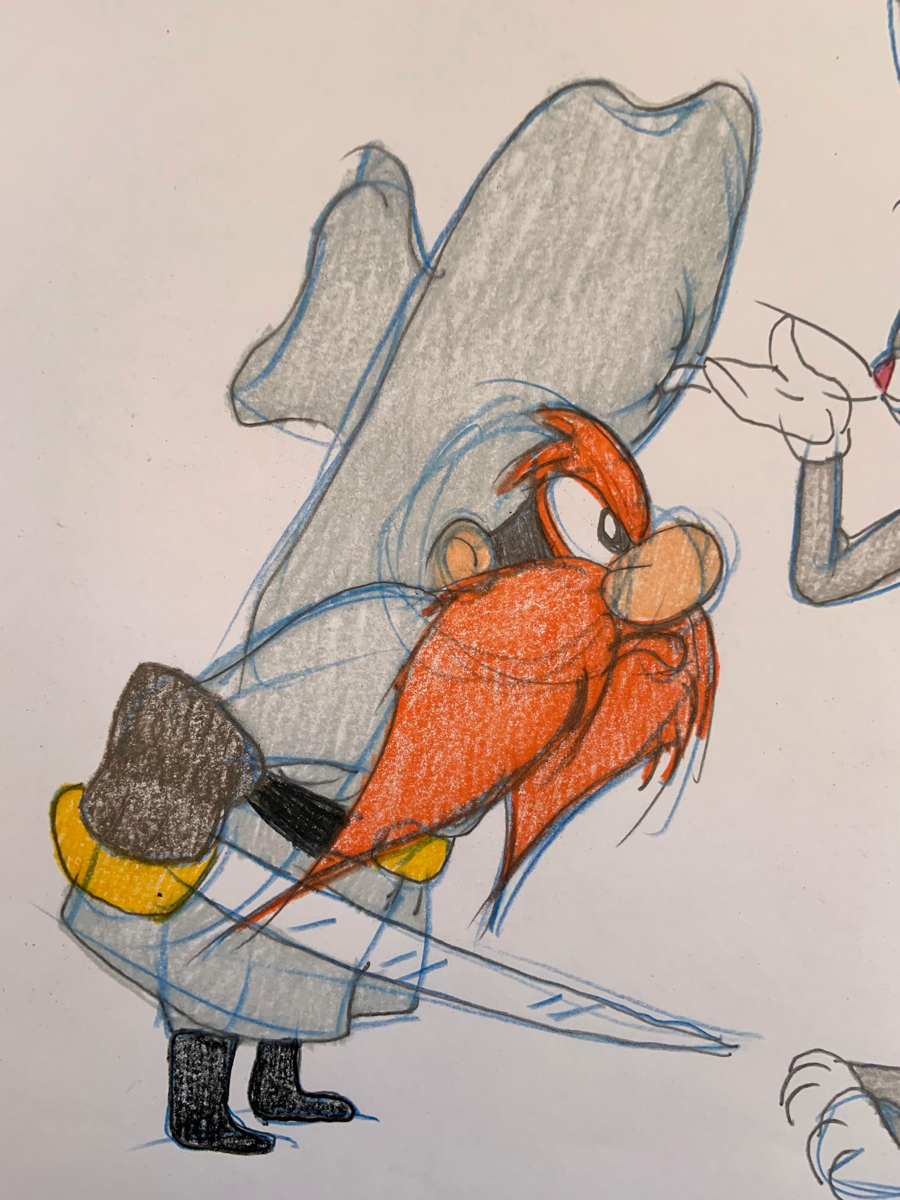 Bugs Bunny und Yosemite Sam (Grau), Figurative Art, von Virgil Ross