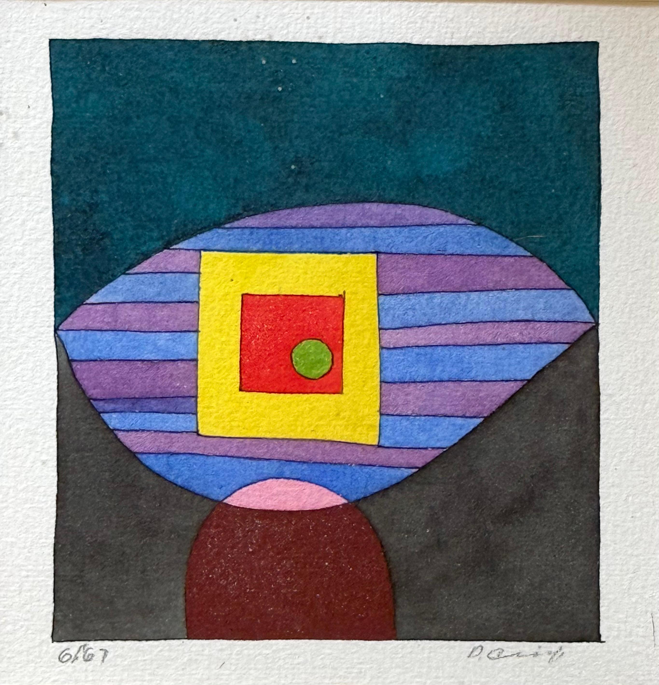 Original watercolor on archival paper by the California artist, Edward Darrell Crisp.  Signed in pencil lower right margin.  Dated in pencil lower left margin, 1967.  Condition is excellent.  Under glass. Artwork is framed in a contemporary black