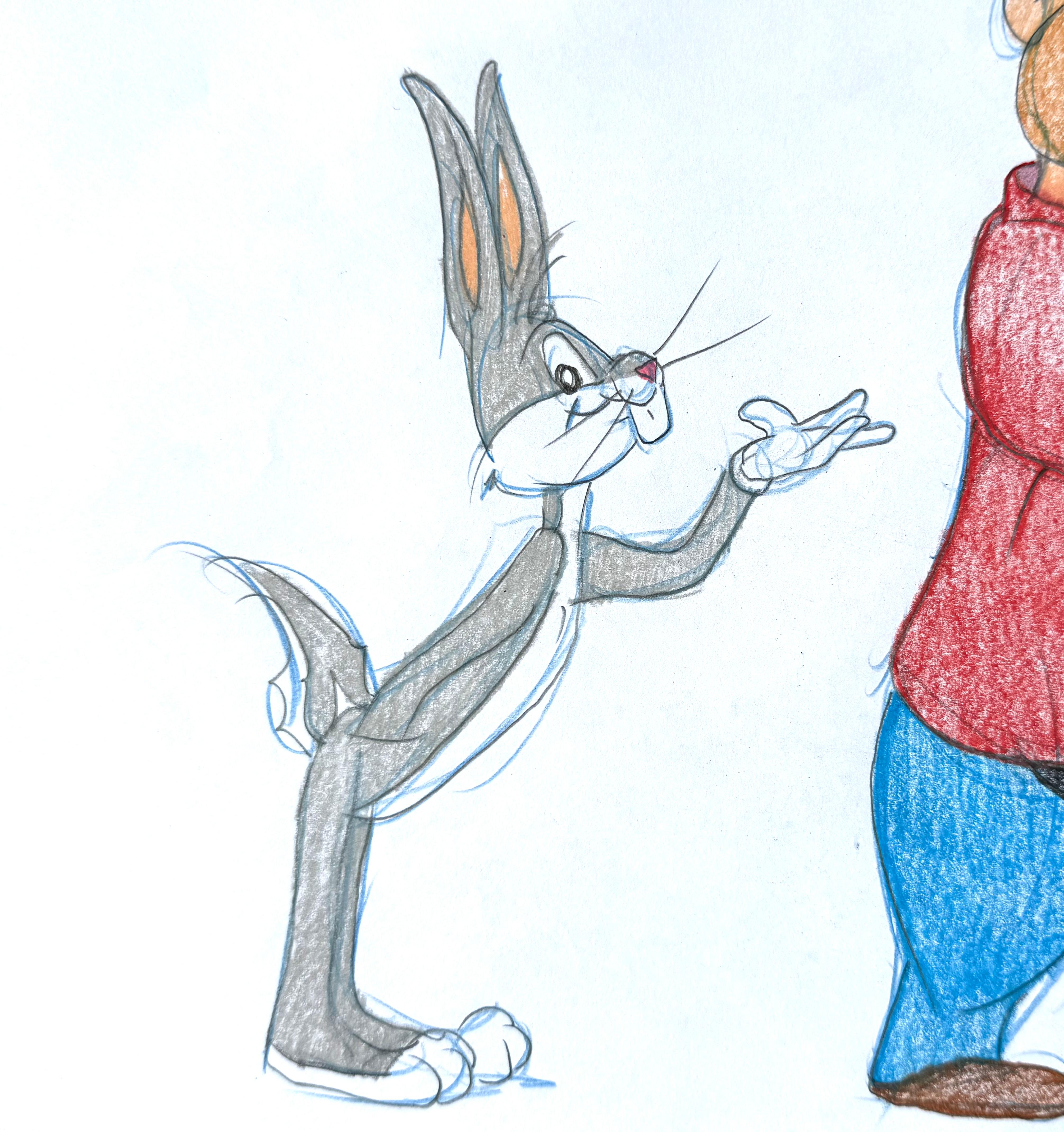 “Bugs Bunny & Rocky” - Gray Figurative Art by Virgil Ross