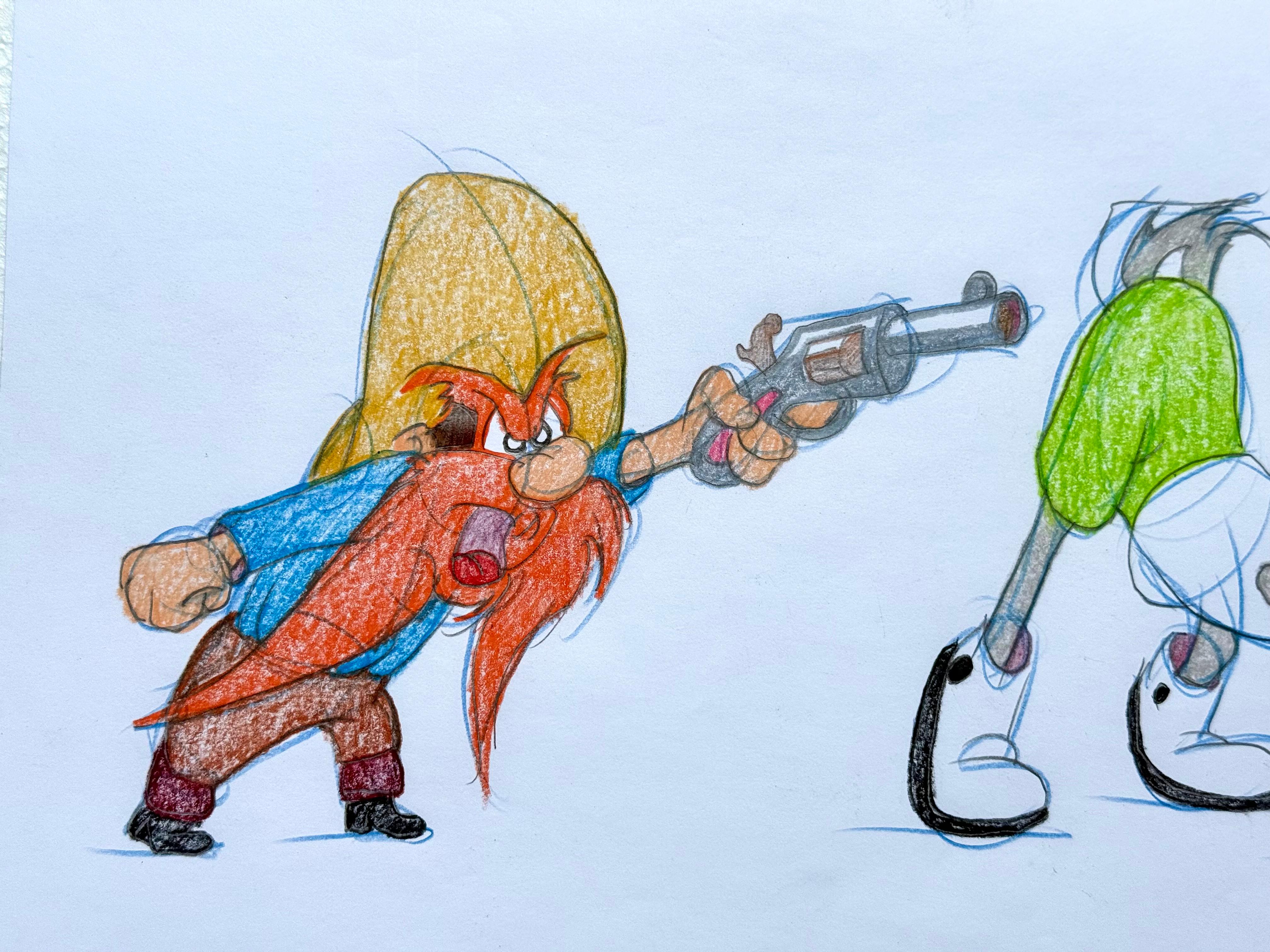 “Bugs Bunny & Yosemite Sam” - Blue Figurative Art by Virgil Ross