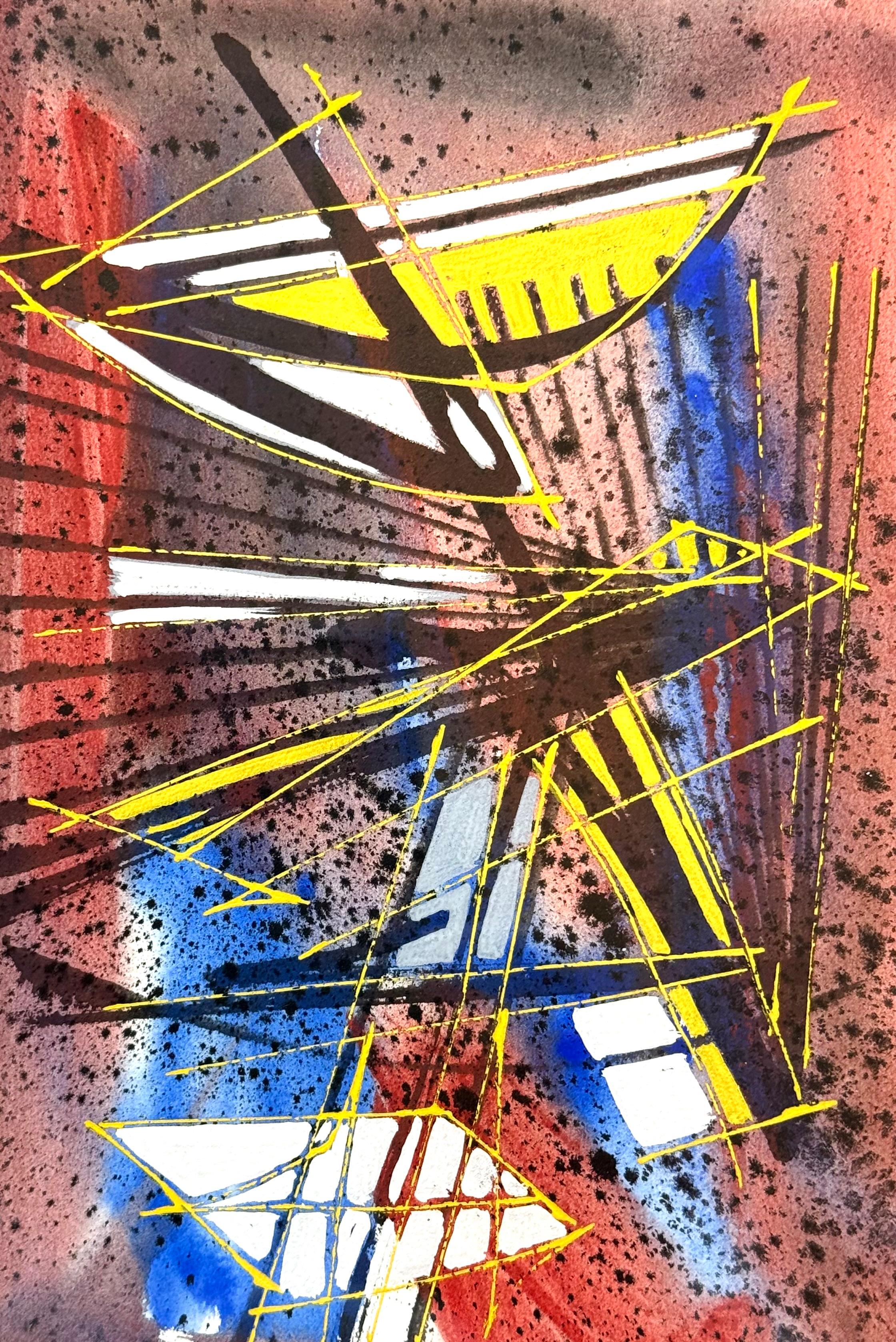 Original gouache on archival paper by the well known American artist, Jimmy Ernst. Signed lower right and dated 1952.  Condition is excellent.  Strong, vibrant colors, no issues.  White metal custom gallery frame.  Nicely matted.  Overall framed
