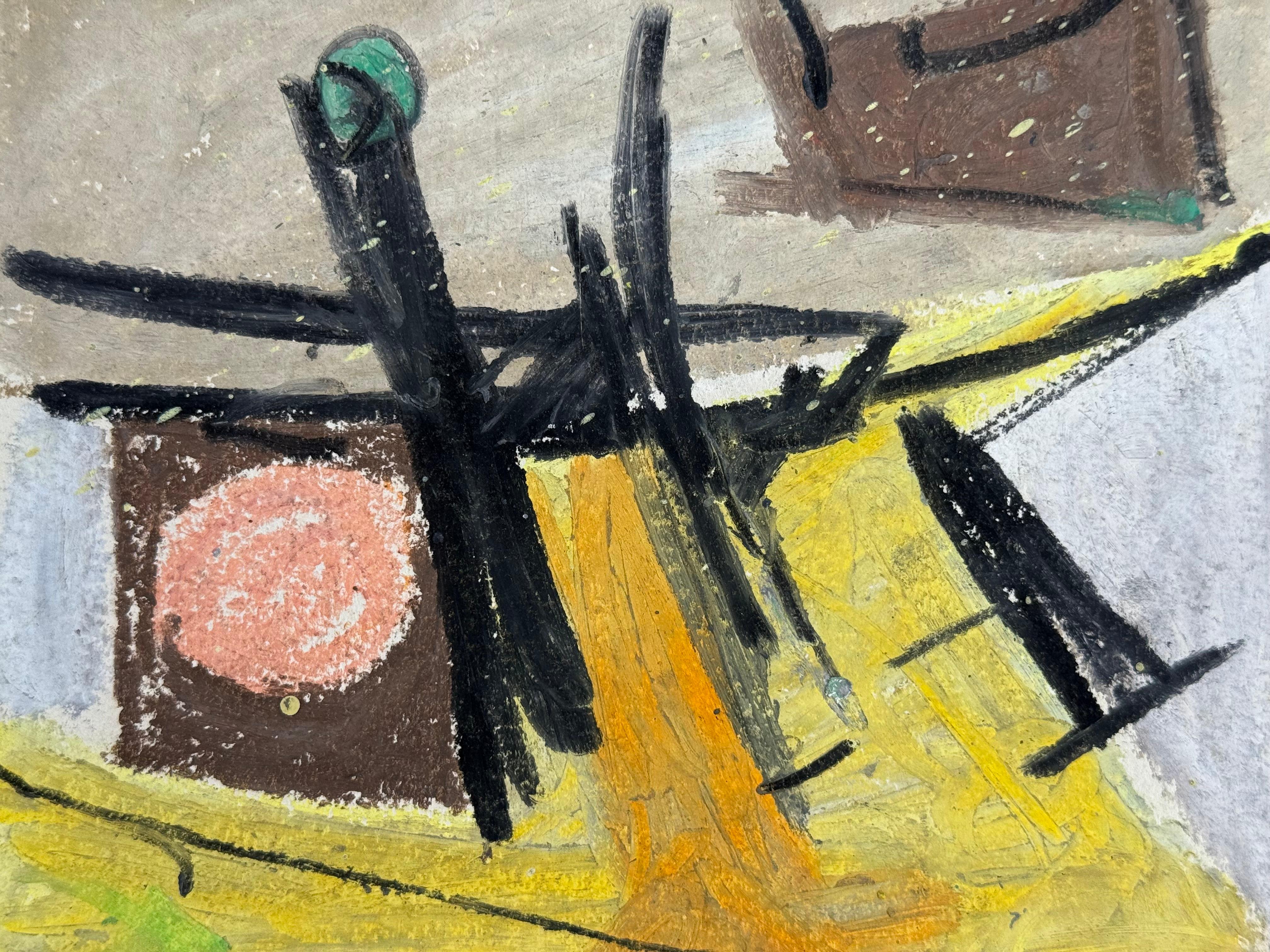 Pastel al óleo y gouache originales sobre papel de archivo del conocido artista estadounidense Leon Wall. Firmado con las iniciales del artista abajo a la derecha. Fechado en 1959 en el margen inferior izquierdo.  Su estado es bueno. Actualmente sin