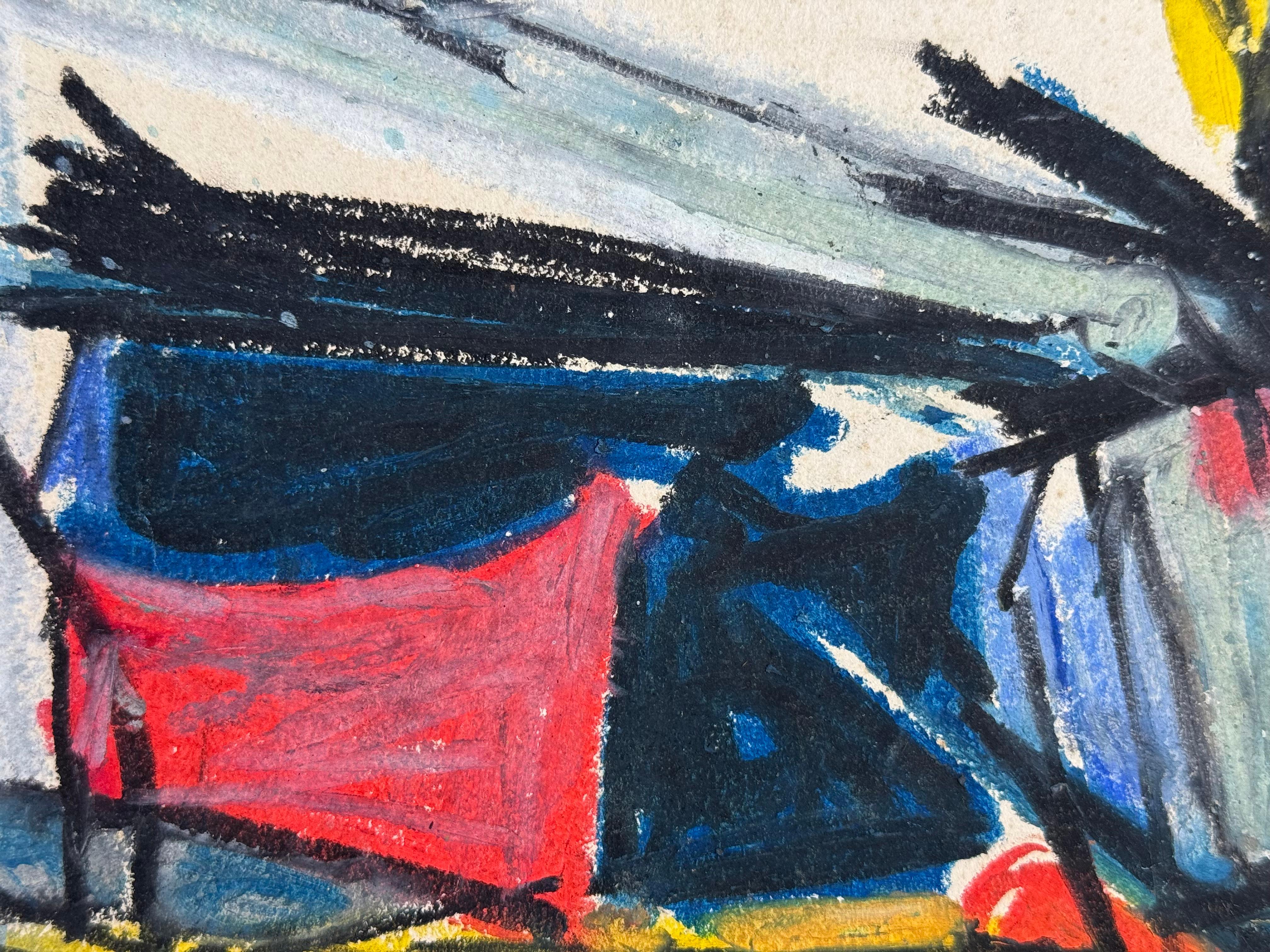Original oil pastel and gouache on archival paper attributed to the American artist, Leon Wall.  Unsigned. Dated 1959. Condition is good. Presently unframed. Provenance:  A Long Island, New York collector.

Leon Wall
1916-1980
Born in Pittston, PA