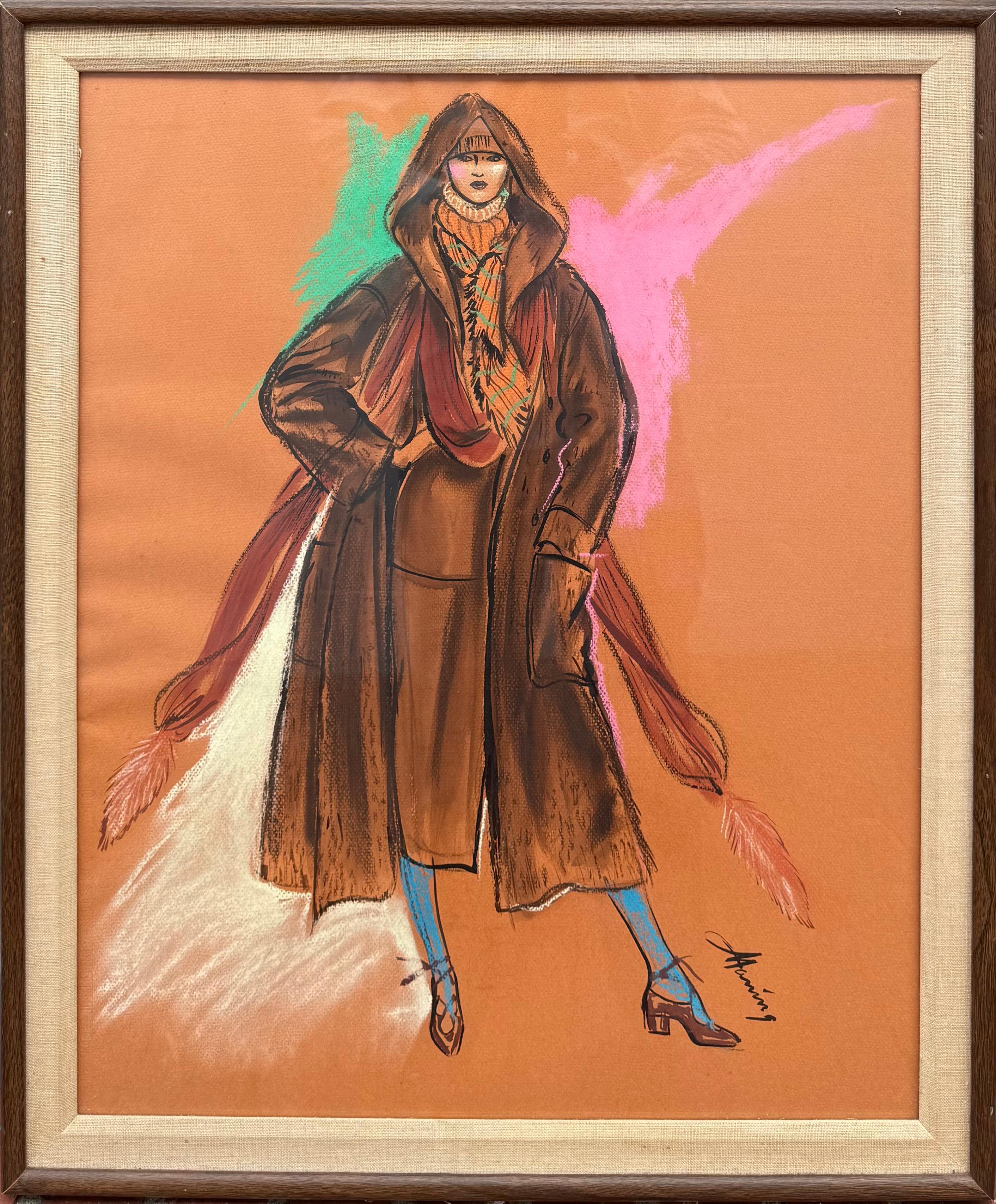 “Model in Hooded Coat” - Contemporary Art by Maning Obregon
