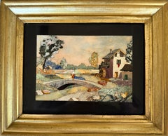 "Pietra Dura Alte Mühle mit Figur"