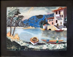 "Pietra DURA Villa am See mit Figur"