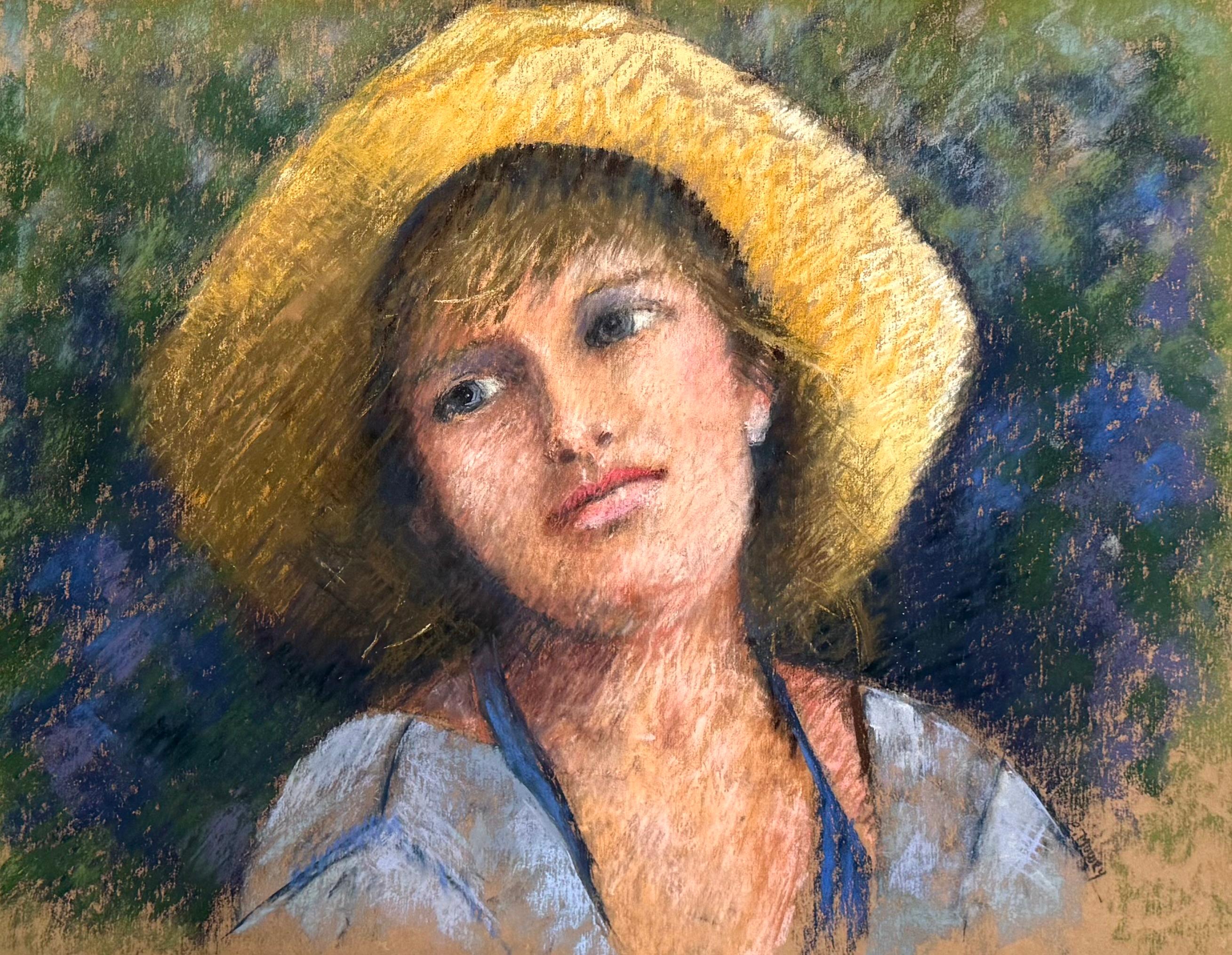 Elizabeth Mowry Figurative Art - “:Girl with Yellow Hat”