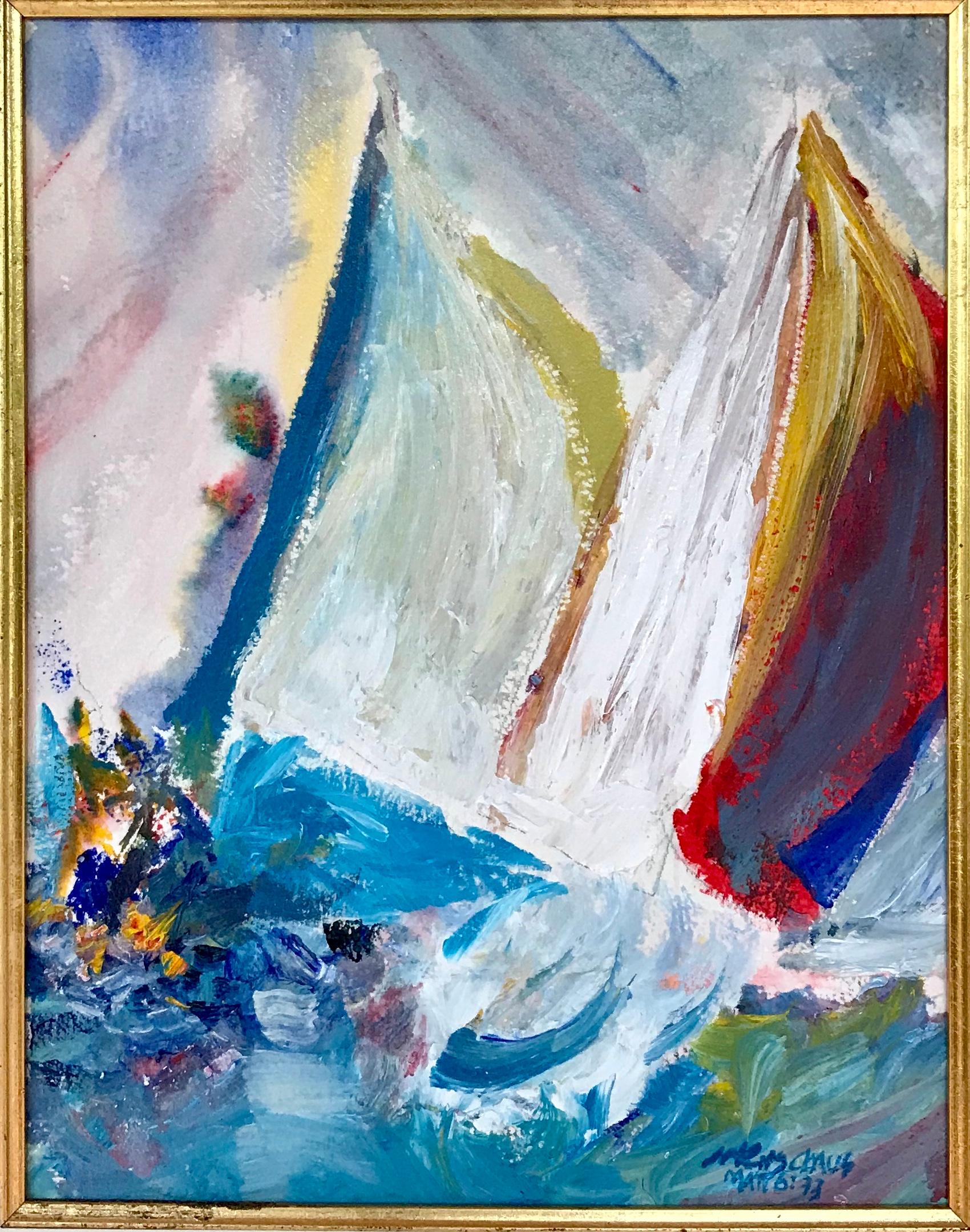 “Abstract Sailing” - Mixed Media Art by Irving Marcus