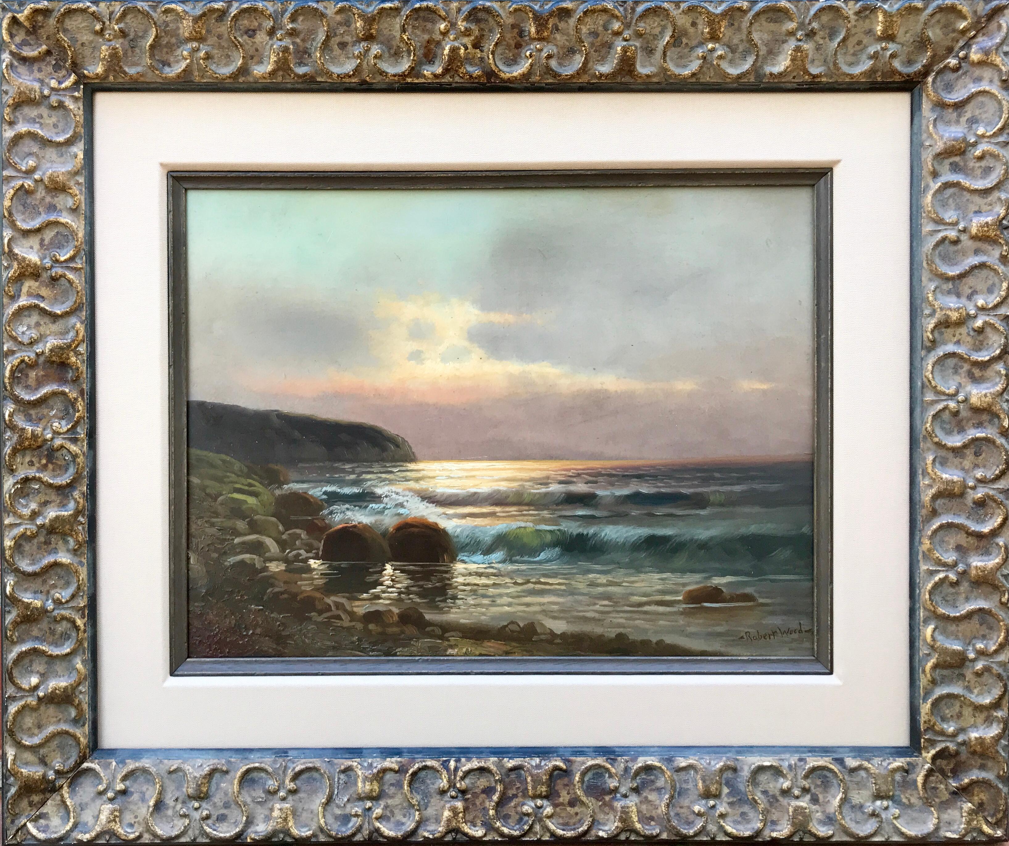 ”Twilight Laguna Beach” - Gray Landscape Painting by Robert William Wood