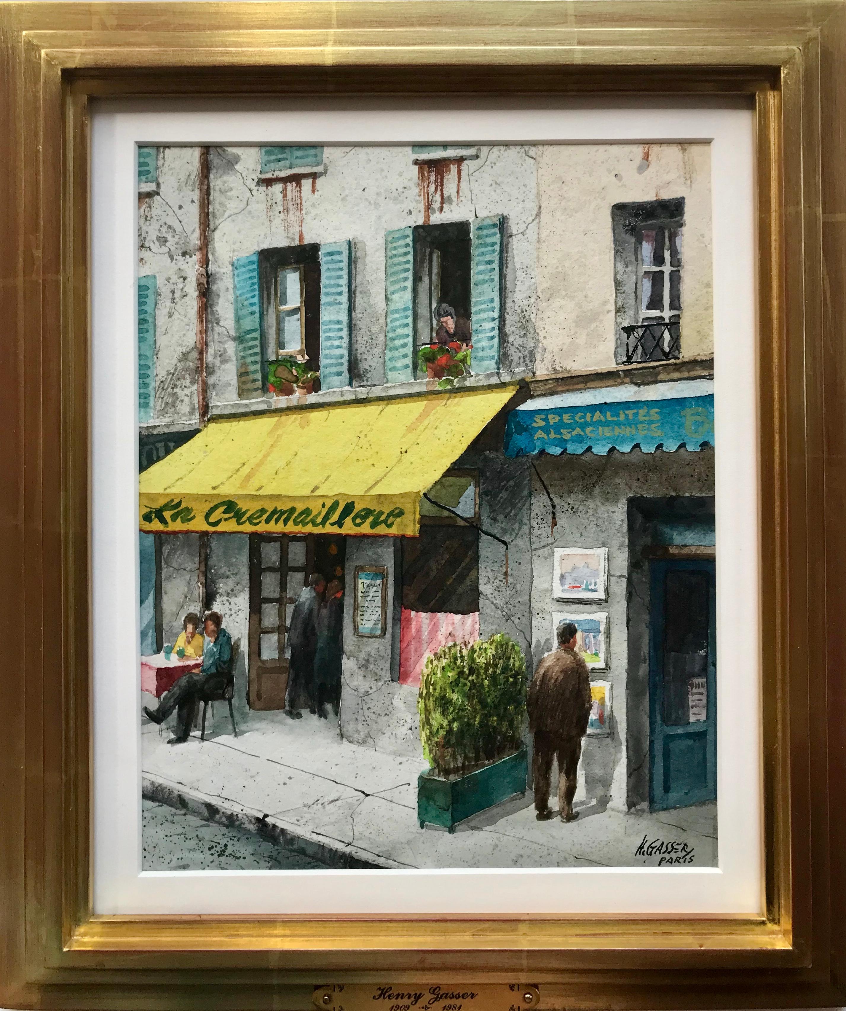 “La Crémaillère, Paris” - Gray Figurative Art by Henry Martin Gasser