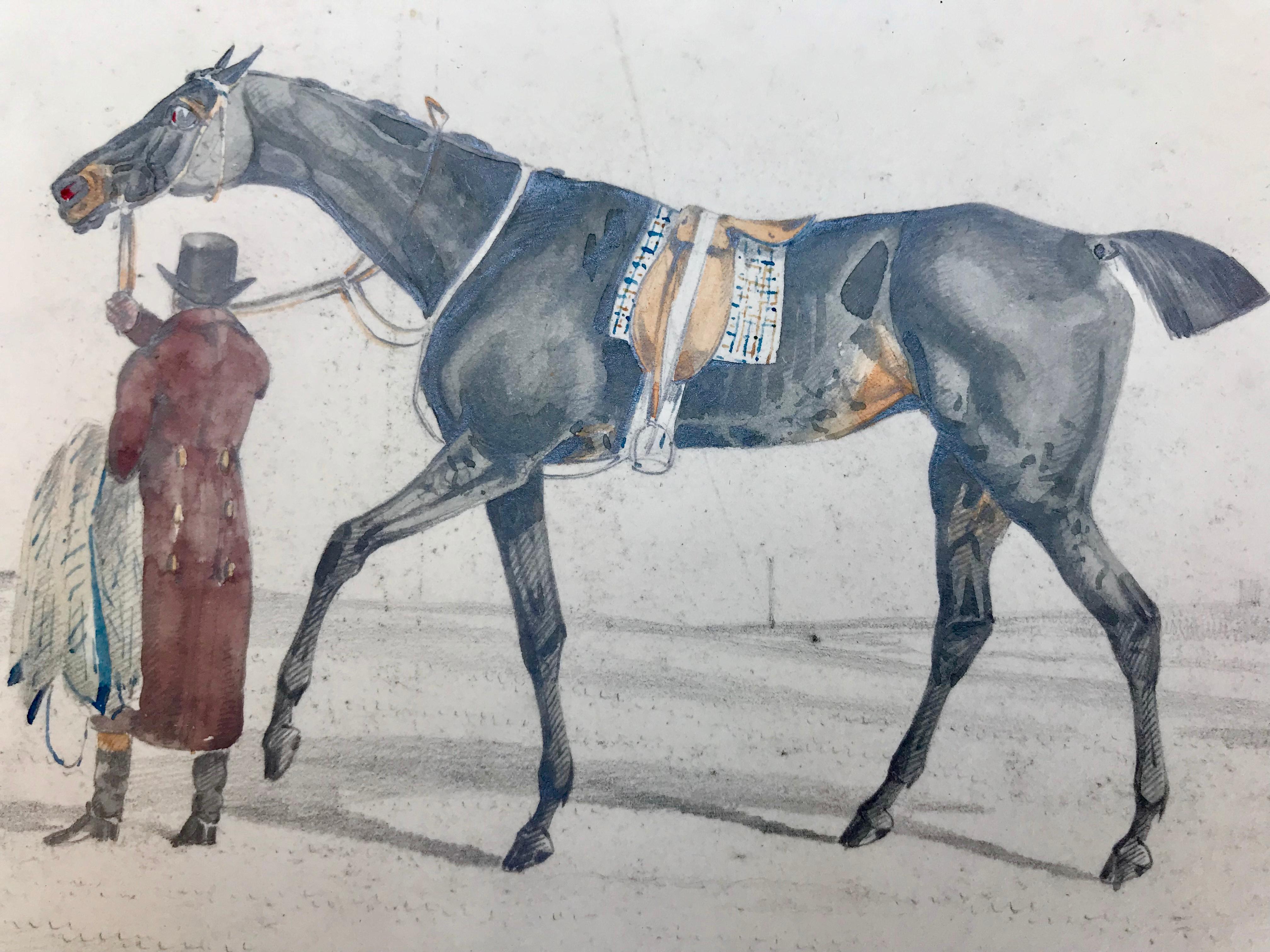 Graphite and watercolor attributed to the well known British artist, Henry Thomas Alken.  Circa 1825. Unsigned.   Condition:  Good.  Provenance:  Christie’s London, 1993. Matted but presently unframed.

Alken was born on 12 October 1785 in Soho,