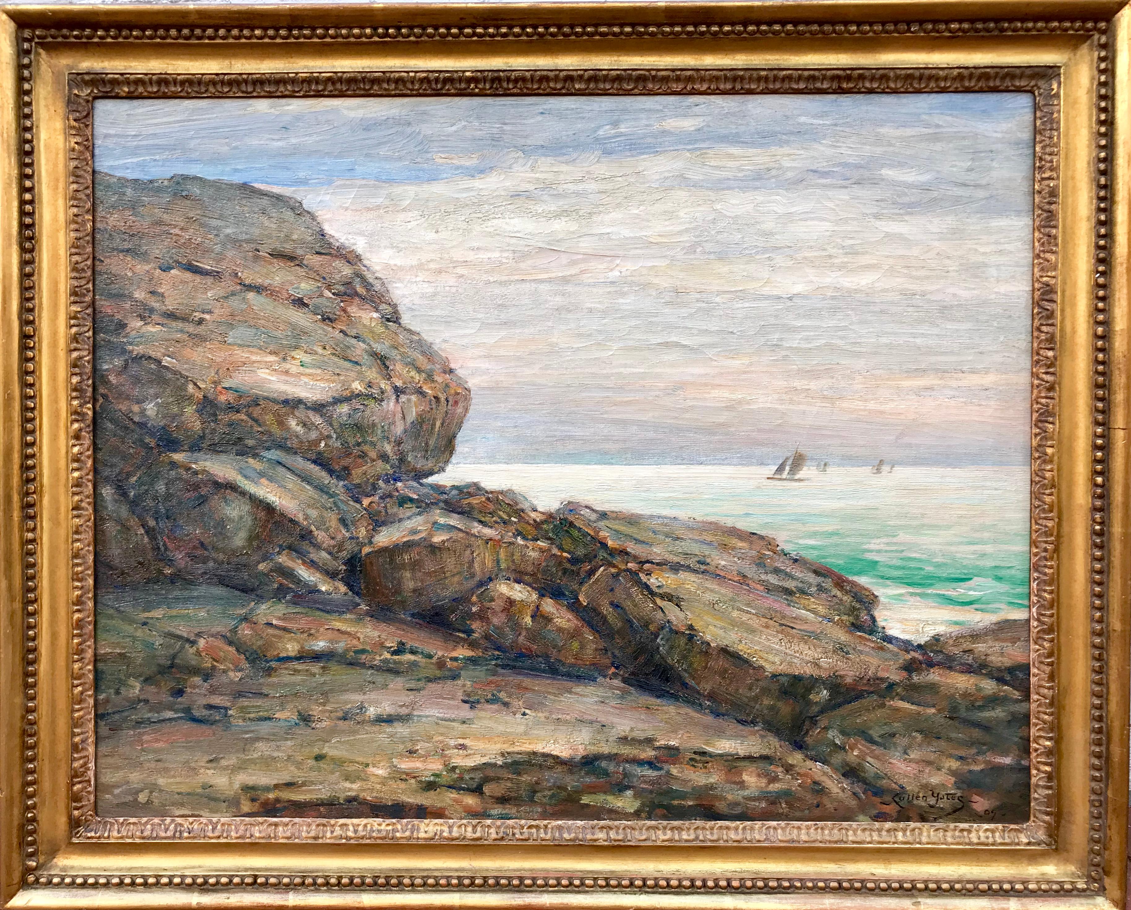 “Sailboats off Cape Ann” - Painting by Cullen (Owen Cullen) Yates