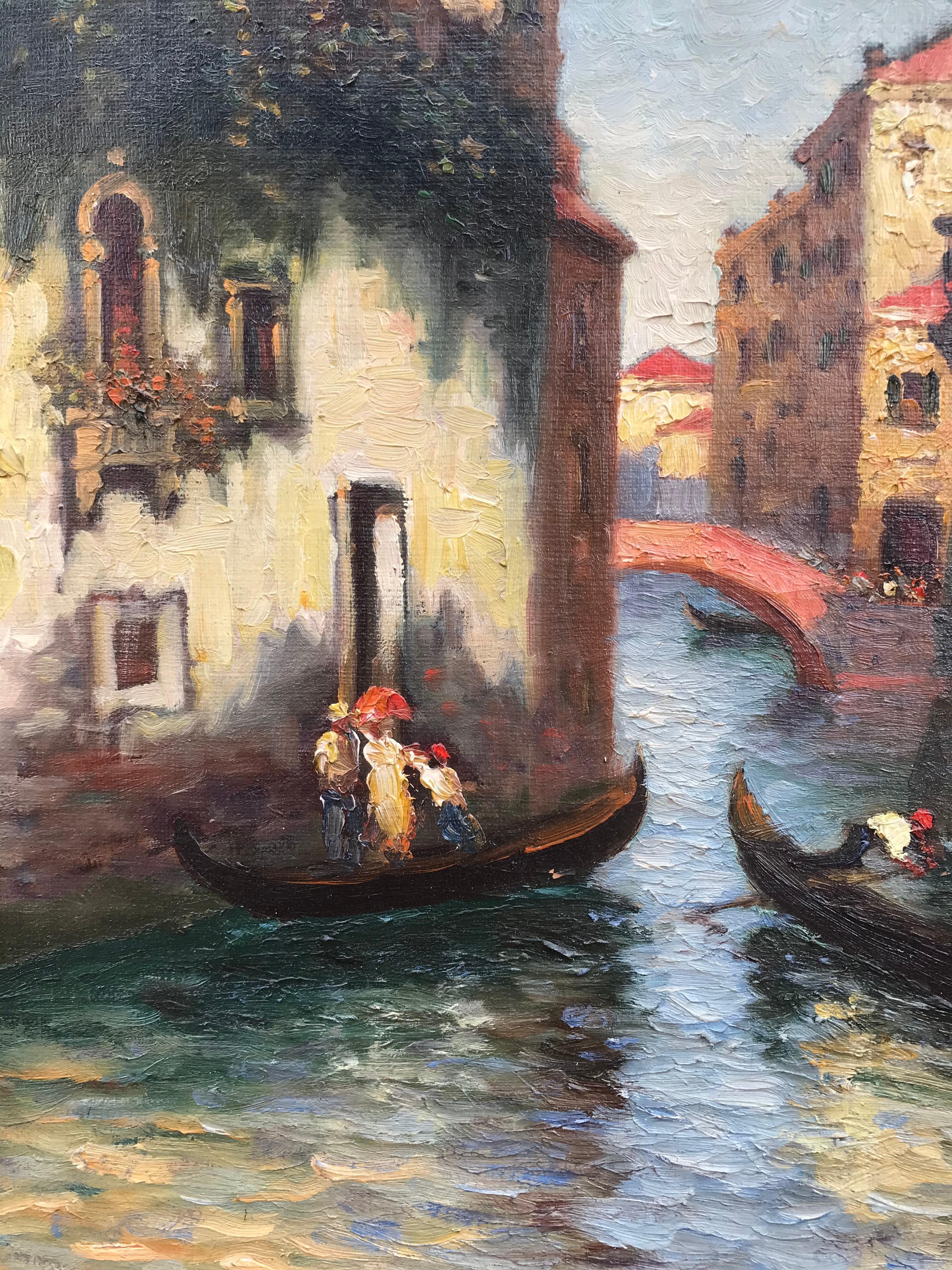 “Venice Gondolas” - Painting by Richard Dey DeRibcowsky