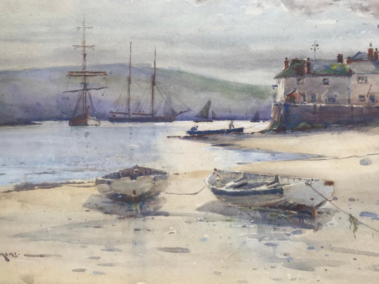 “Schooners, Fowey Harbour, Cornwall” - Post-Impressionist Art by Eyres Simmons